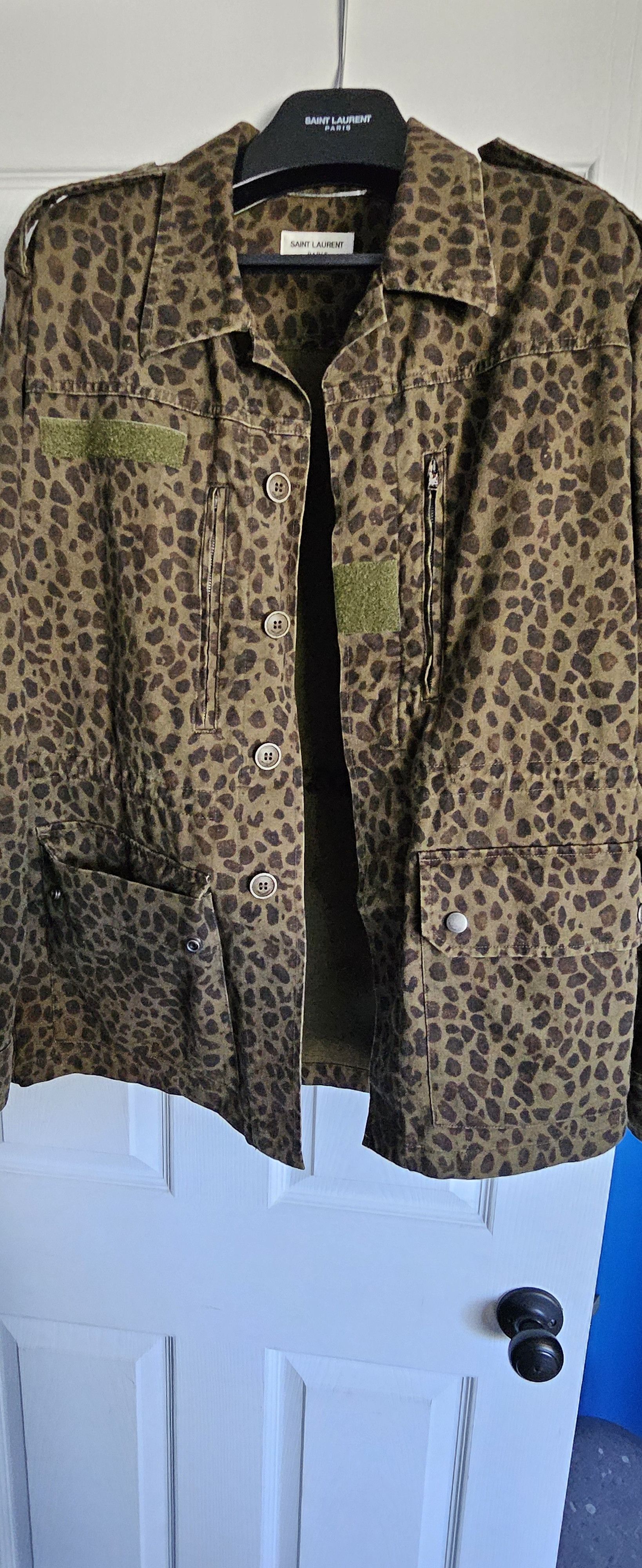 image of Saint Laurent Paris YSL Army Jacket in Camo, Men's (Size Medium)