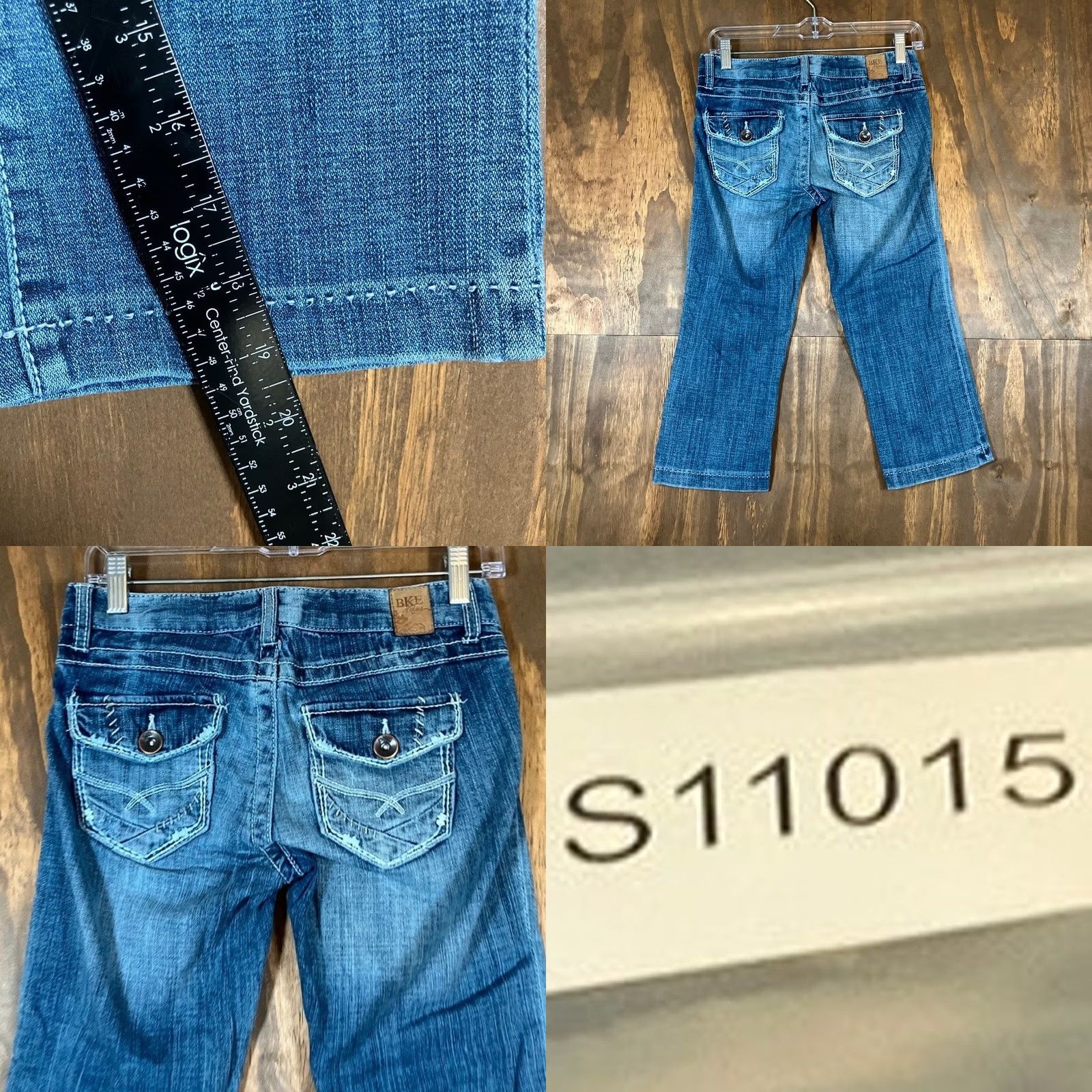 BKE BKE Womens Jeans Capri Blue Denim Starlite Whiskered Heavy Stitching 25 Inseam 19.5 Size 28" / US 6 / IT 42 - 8 Thumbnail