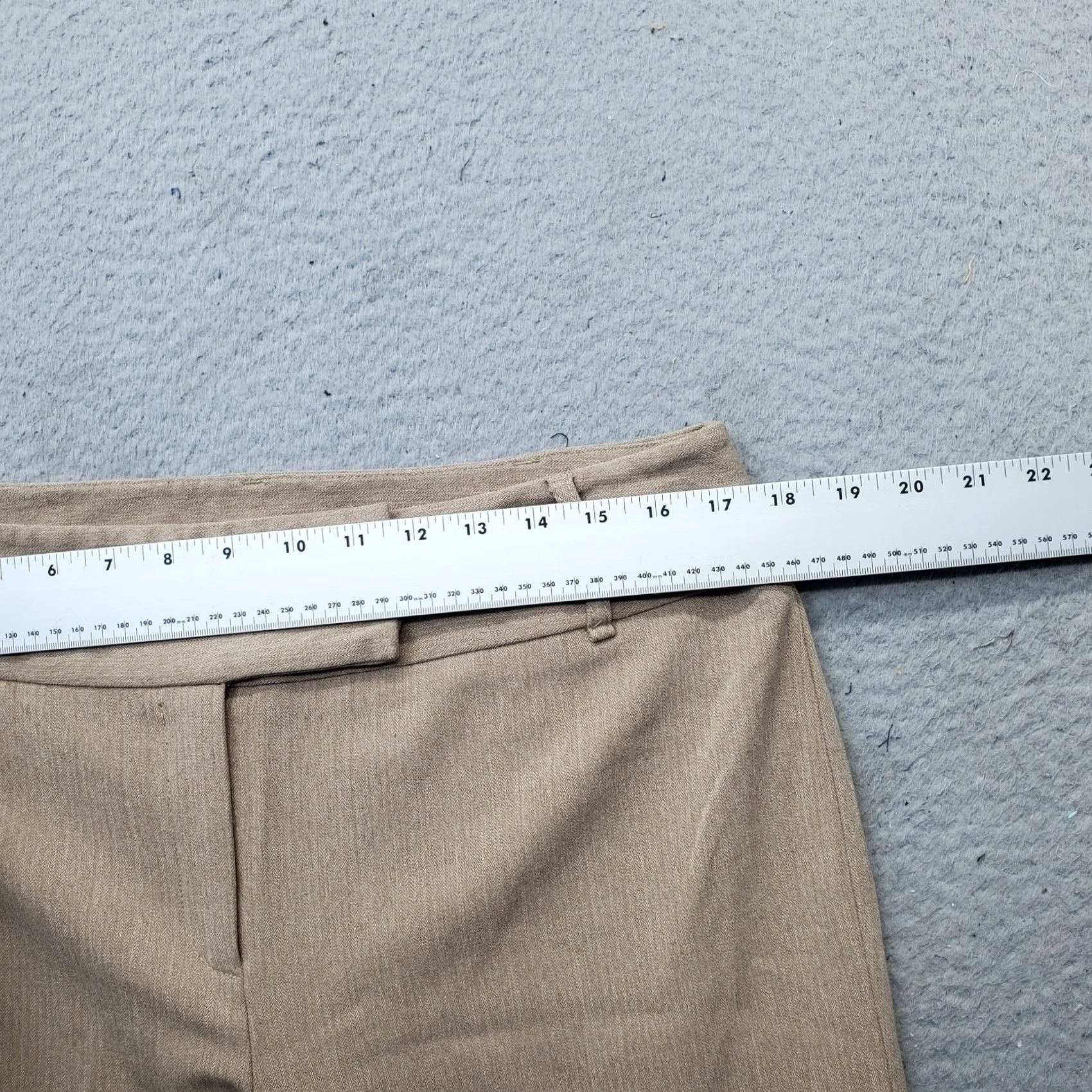 Vintage Rafaella Womens Dress Pants Size 12 Tan Stretch High Waist Wide-Leg Oxford Formal Shirt Pants Slacks Size 34" / US 12 / IT 48 - 6 Thumbnail