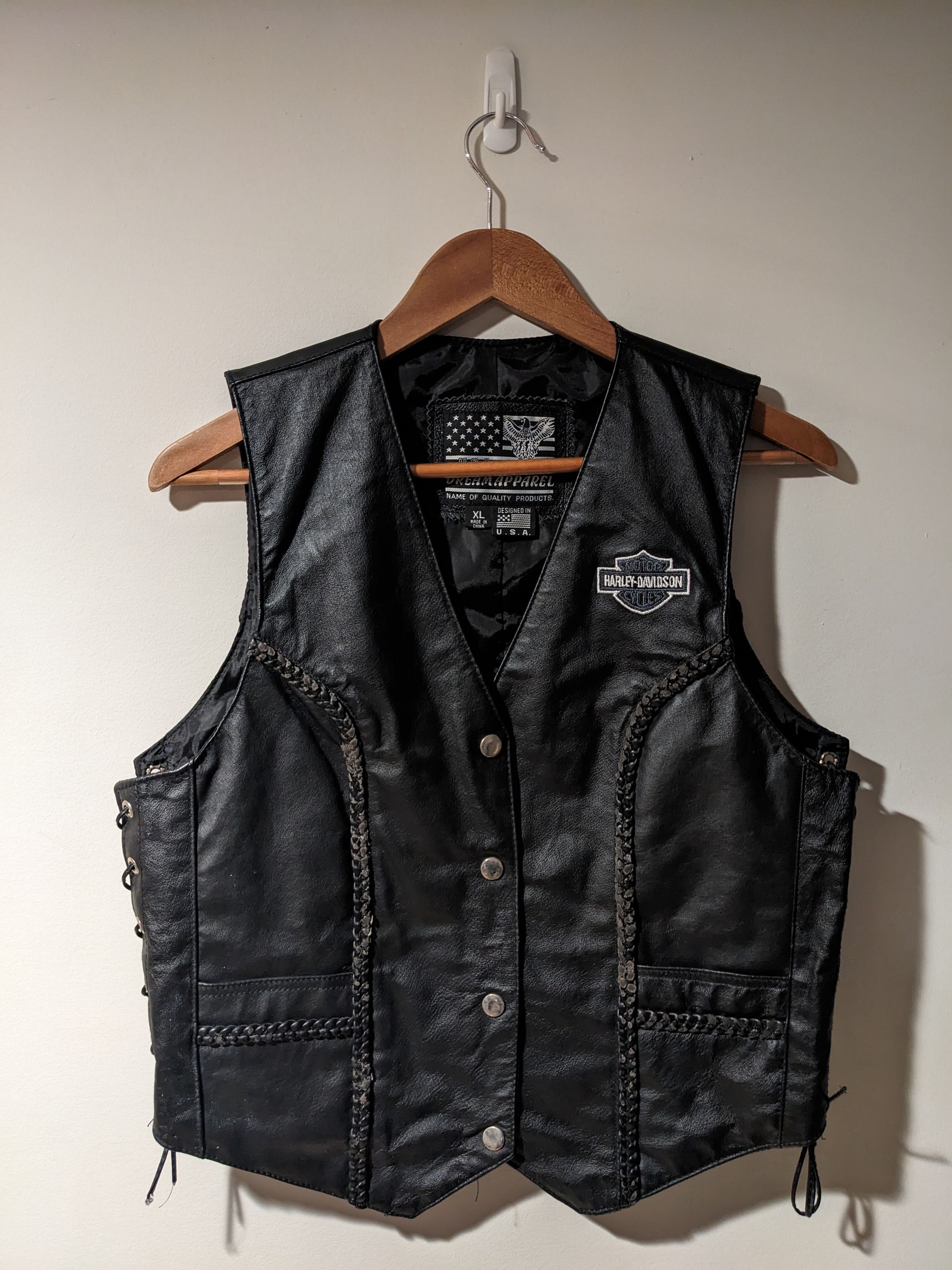 Harley Davidson Vintage Y2K Harley Davidson Chest Logo Womans Leather Vest Size XL / US 12-14 / IT 48-50 - 1 Thumbnail