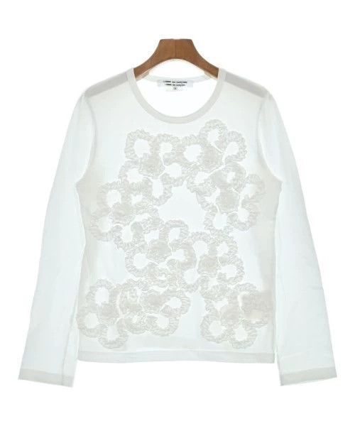 Comme des Garcons Comme Des Garcons White floral pleated long-sleeve T-shirt Size S / US 4 / IT 40 - 1 Thumbnail