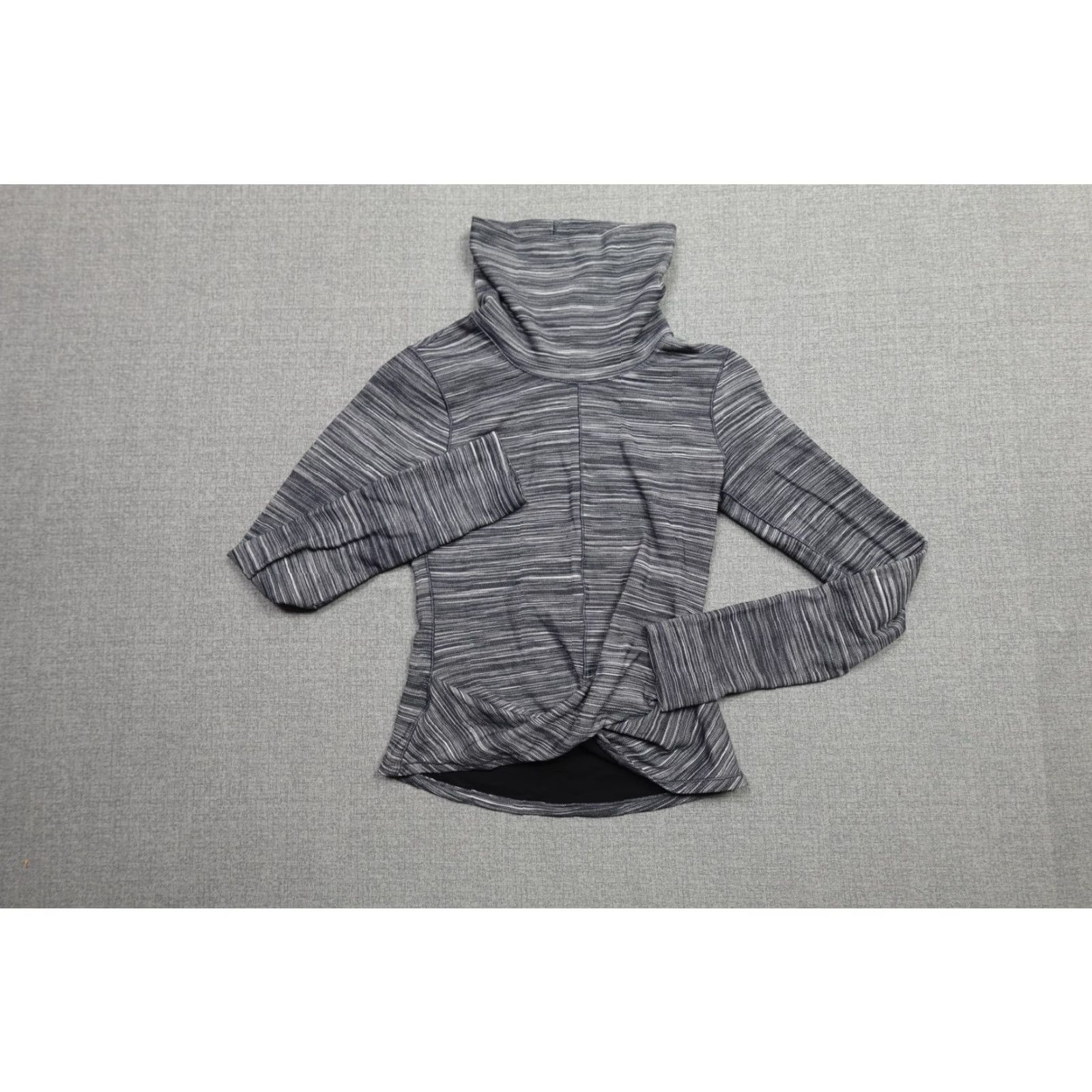 Lululemon Lululemon Womens 4 Gray Space Dye Funnel Neck Twist Hem Yoga Sweatshirt Pullover Dolman Sleeve Lightweight Slim Regular Knit Size S / US 4 / IT 40 - 3 Thumbnail