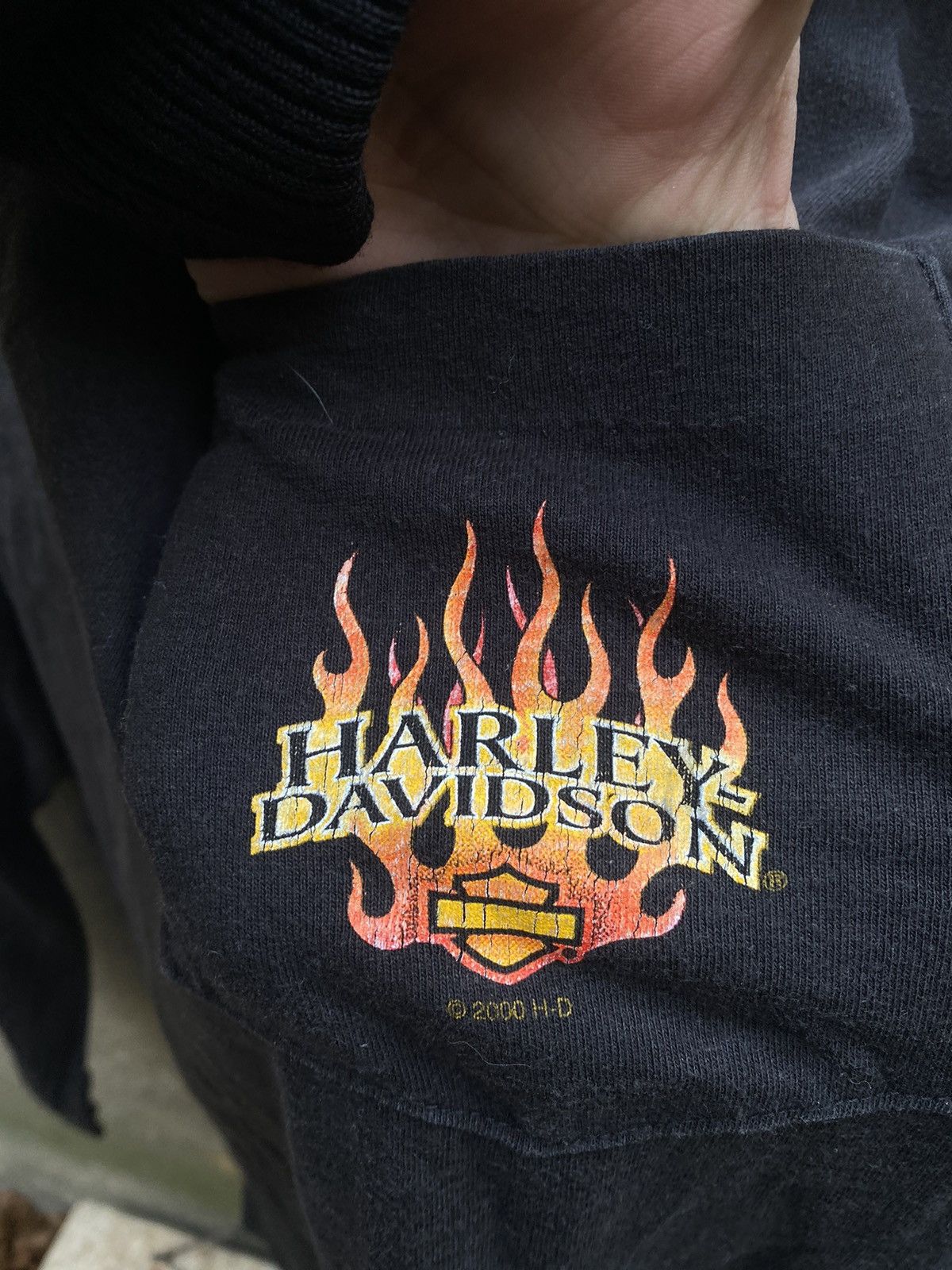 Harley Davidson × Vintage Vintage Harley-Davidson Flame Sleeves 2000 Longsleeve Size US XL / EU 56 / 4 - 5 Thumbnail