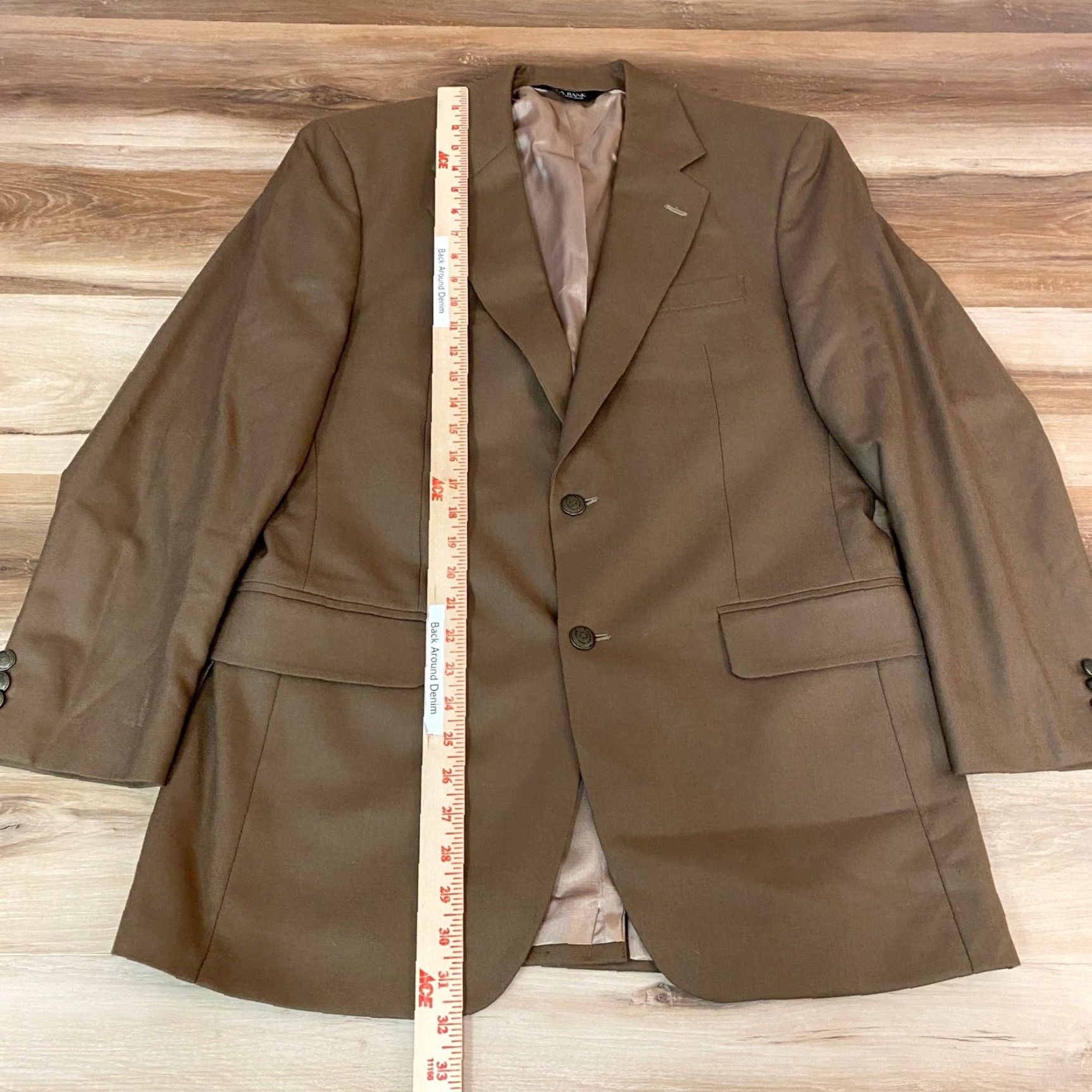 Vintage Jos A Bank Blazer Mens 38R Brown Wool Cashmere Tweed Sport Coat Jacket Blazer Button Size 38R - 5 Thumbnail