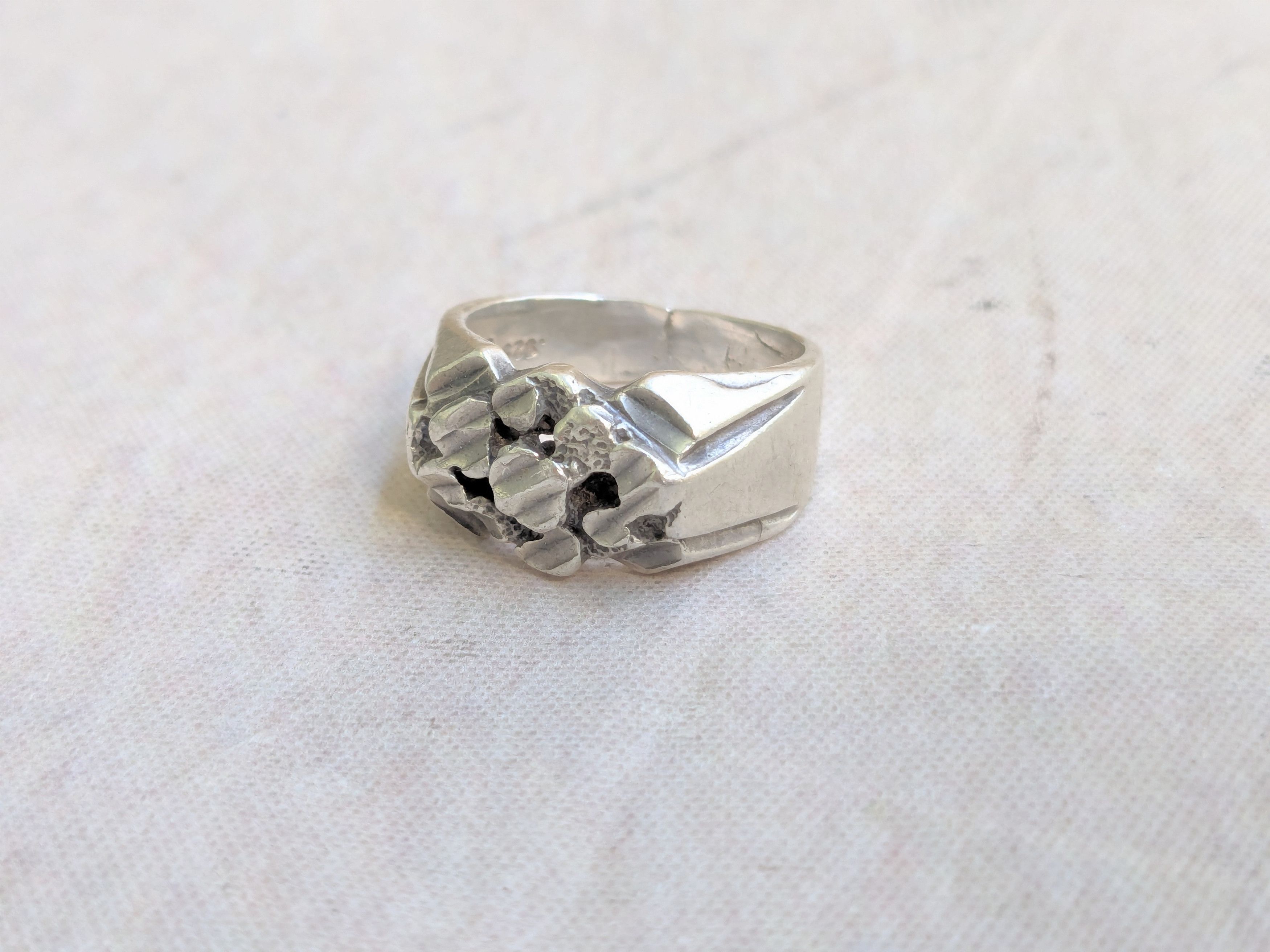 Jewelry Vintage Sterling Silver Nugget Ring 9 Brutalist Size ONE SIZE - 2 Thumbnail