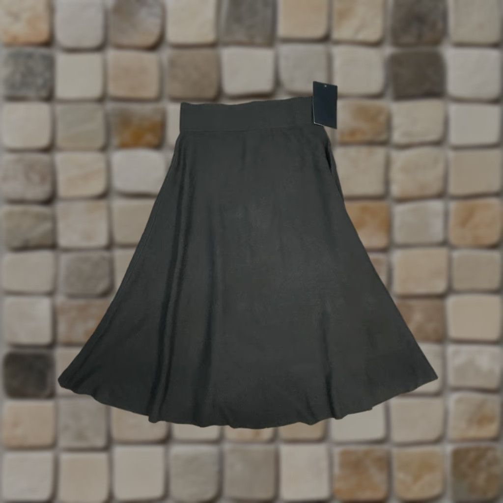 Vintage Tuckernuck Xena Midi Skirt Womens Large Black A-Line Knit Stretch Outdoor New Size 36" / US 14 / IT 50 - 1 Thumbnail