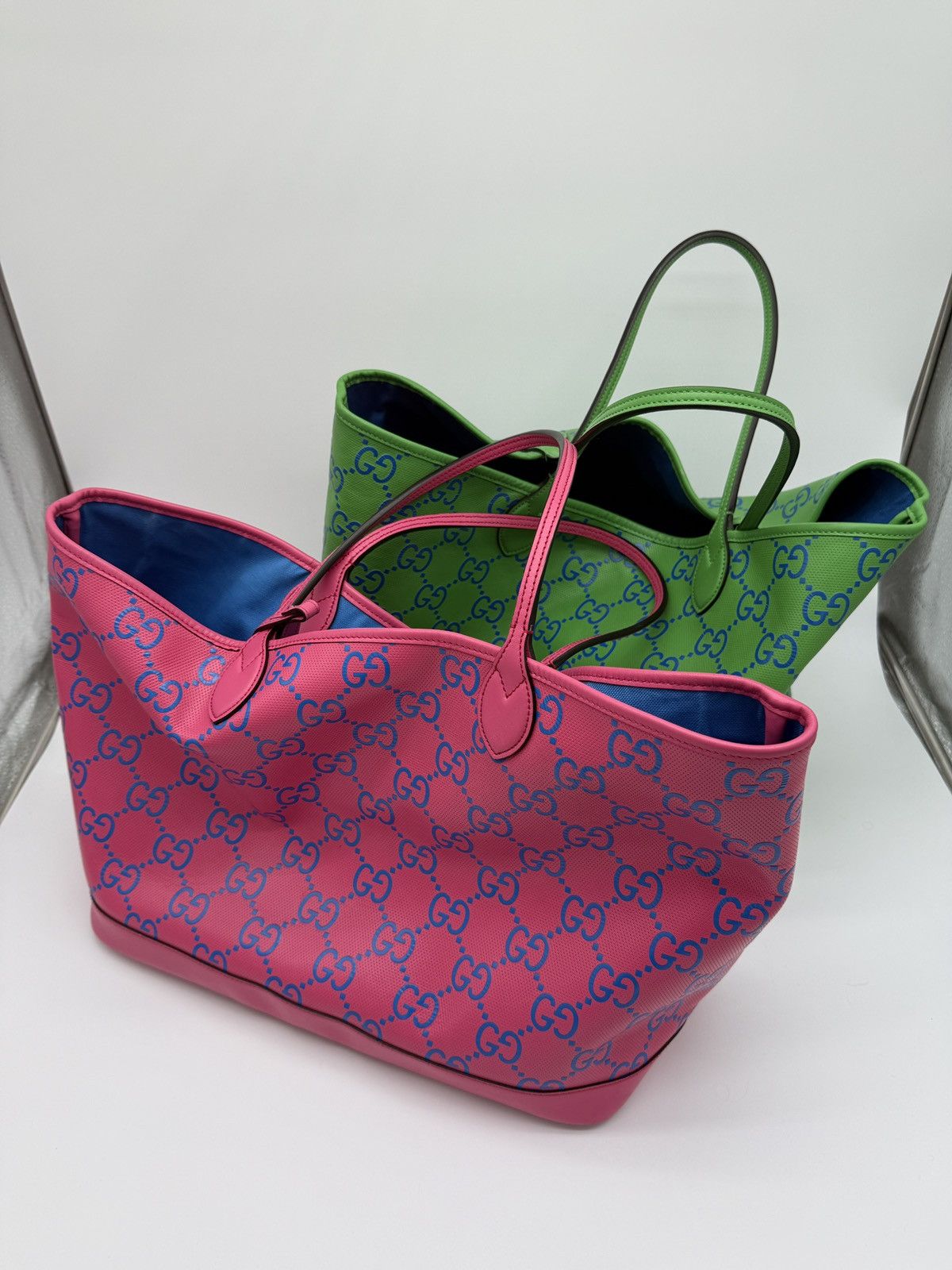 Gucci Gucci Pink & Blue Monogram Tote Size ONE SIZE - 15 Thumbnail