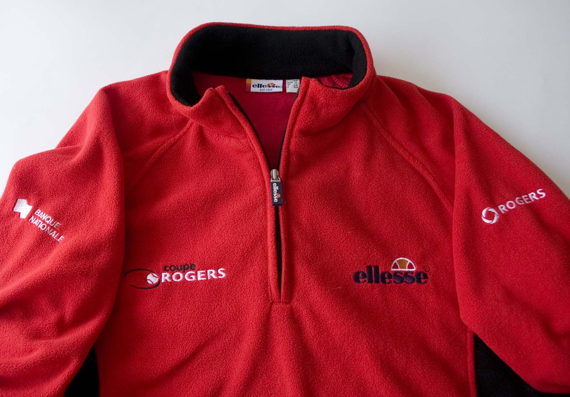 Ellesse Tennis National Bank Rogers Fleece Jacket Size L Red