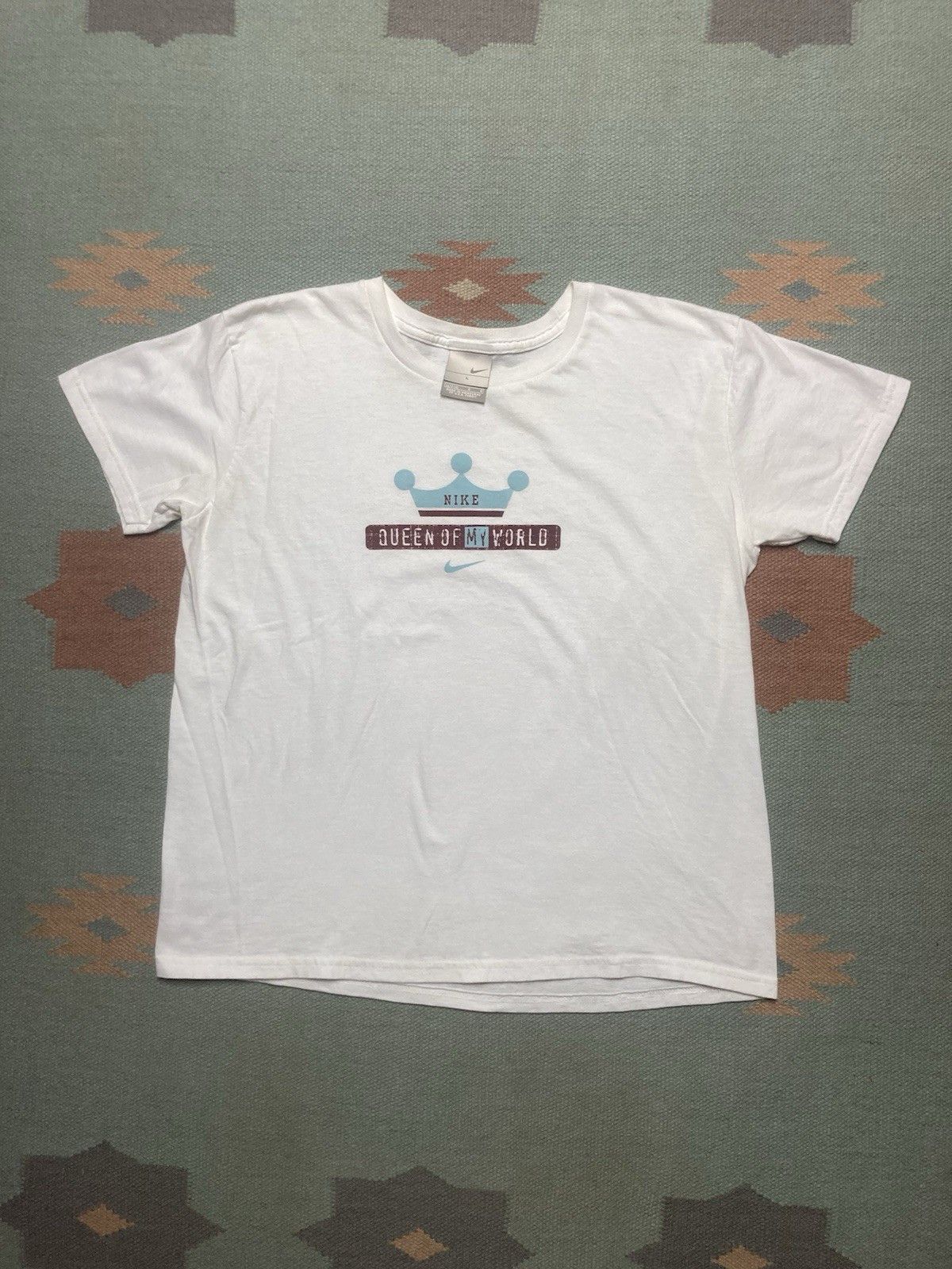 Vintage Nike graphic t shirt queen of my world swoosh check femme L Size L / US 10 / IT 46 - 1 Thumbnail