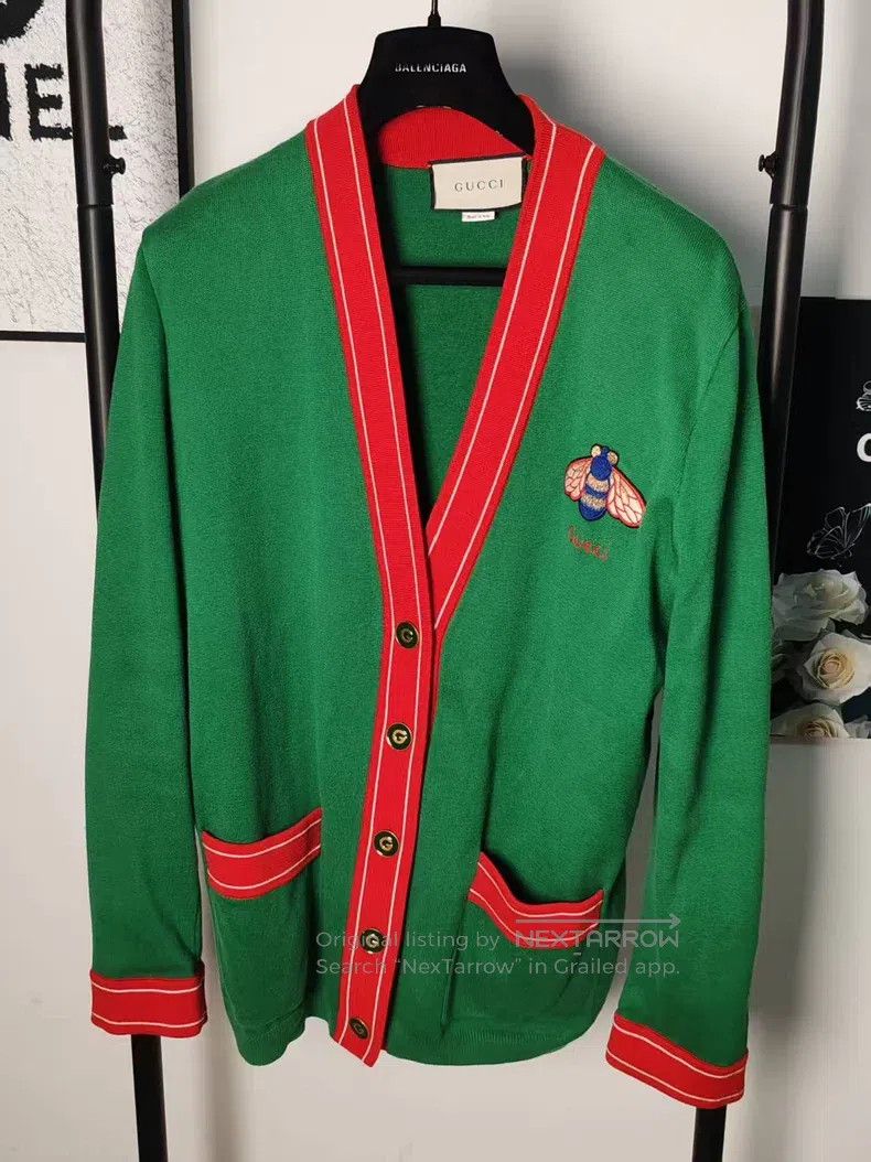 Gucci Gucci Embroidered logo cardigan coat Size L / US 10 / IT 46 - 1 Thumbnail