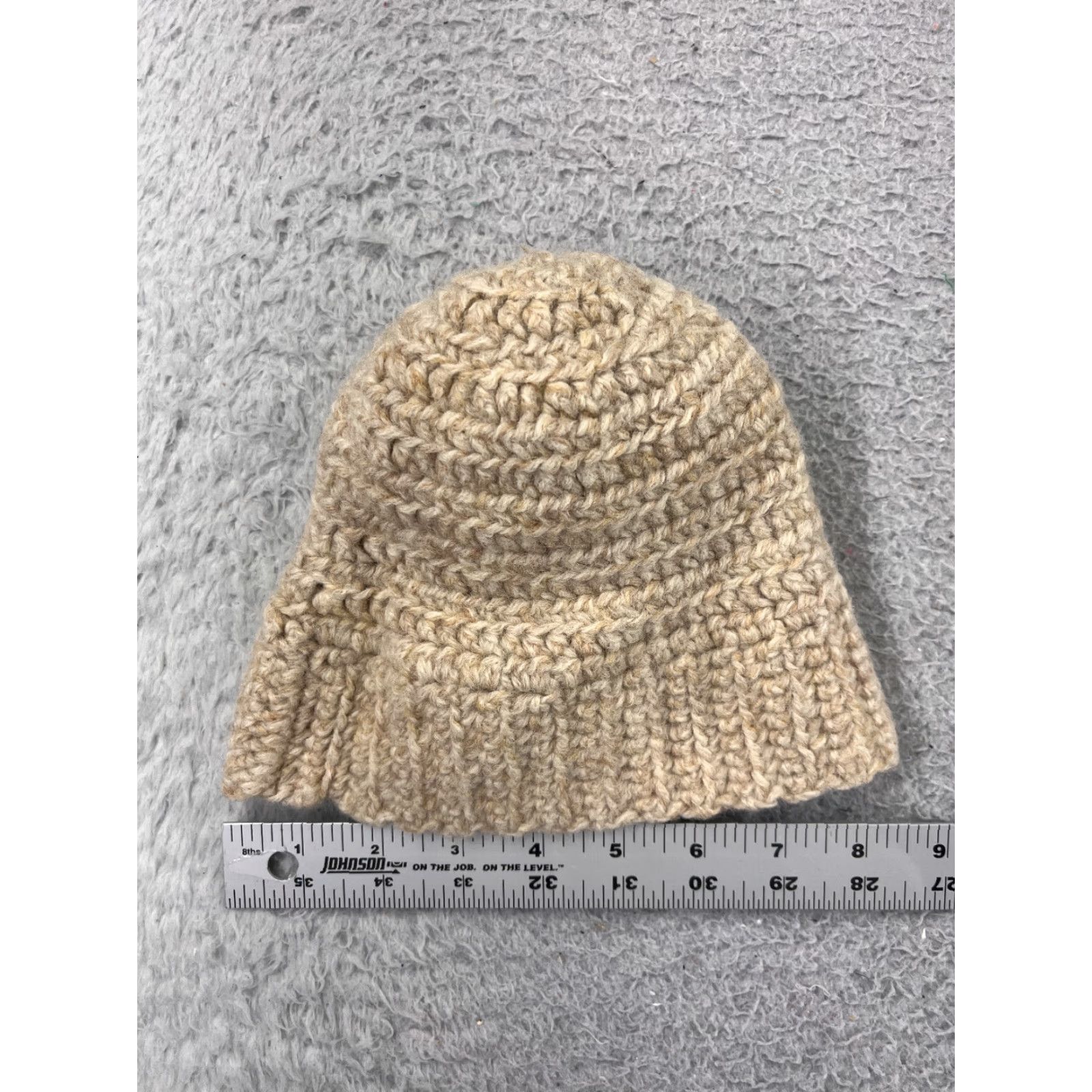 Vintage Beanie Womens One Size Ivory Knit Crochet Faux Fur Pom Acrylic Blend Hat Size ONE SIZE - 4 Thumbnail