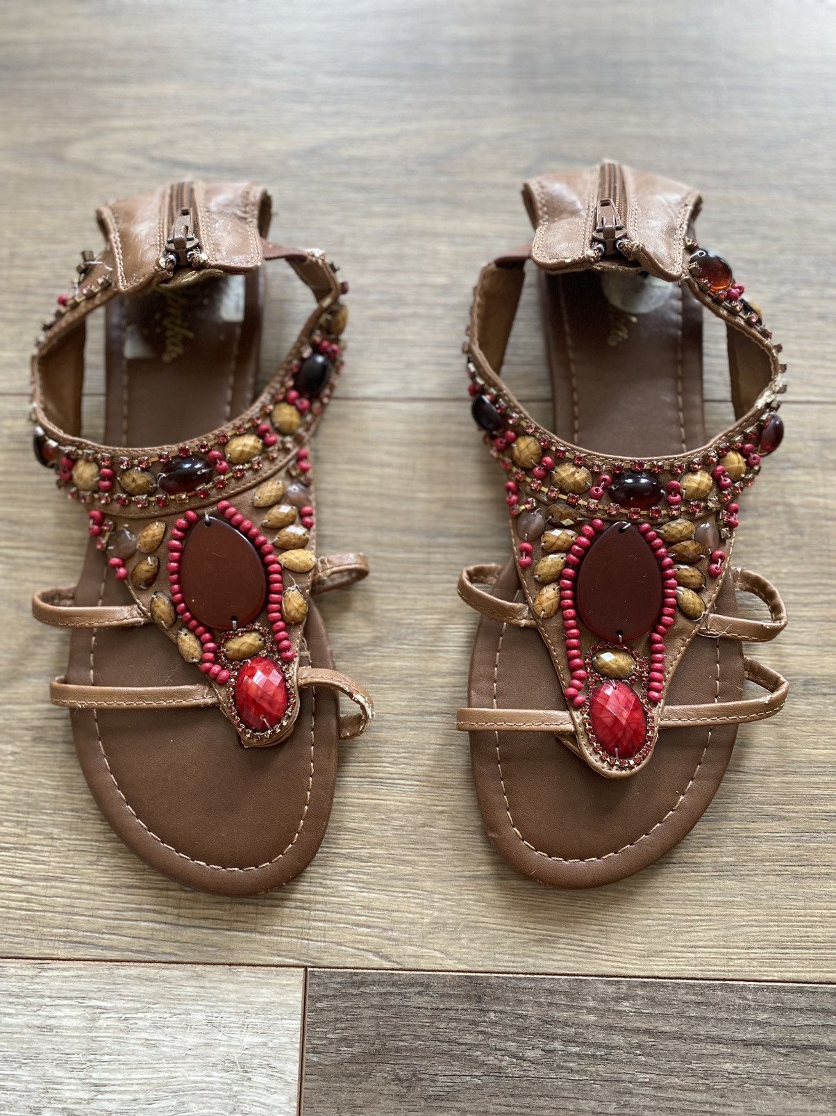 Other VINTAGE PAPRIKA BEADED EMBELLISHED SANDALS Size US 7 / IT 37 - 1 Thumbnail