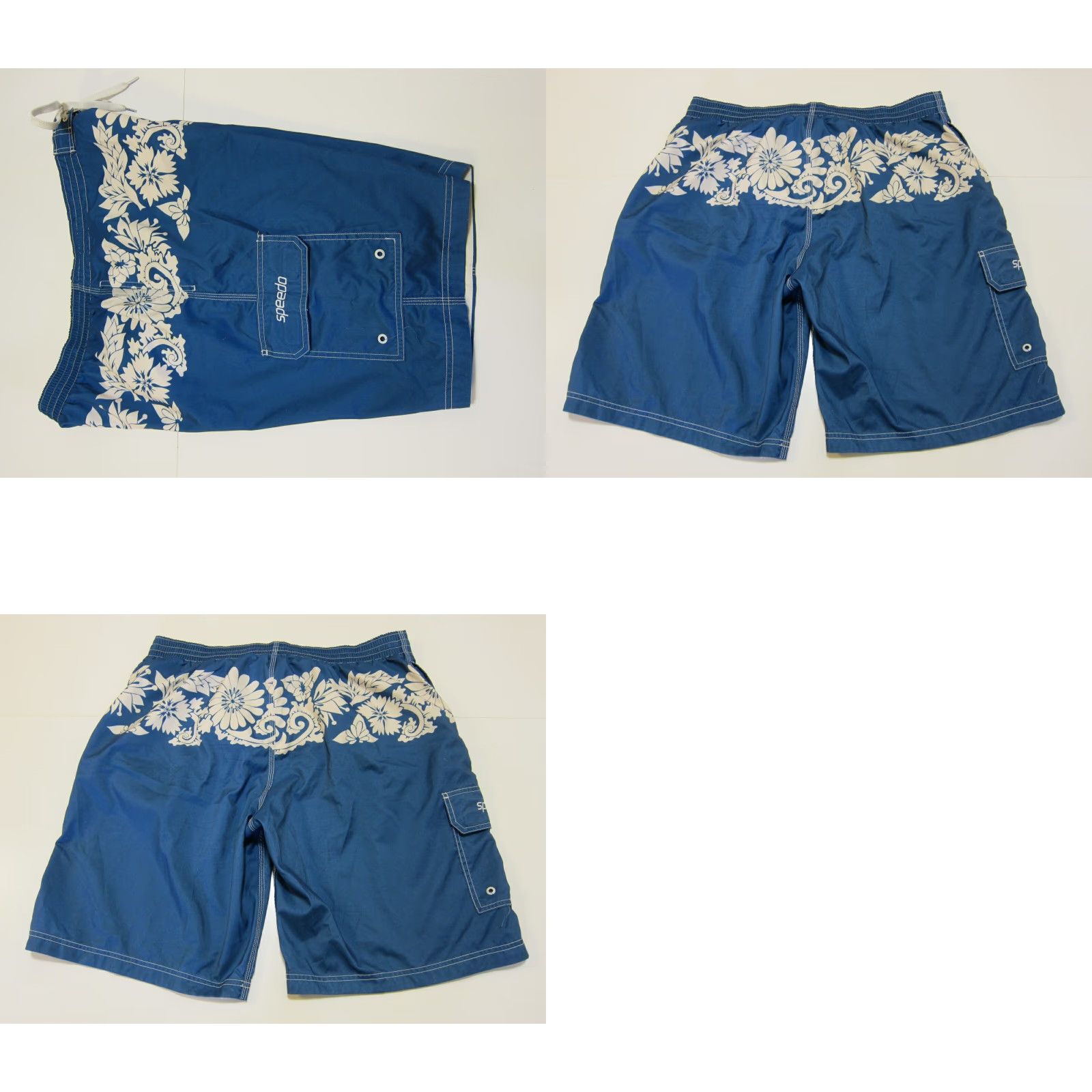 Speedo Speedo Blue White Hawaiian Floral Lined Swim Board Shorts Men XL Size US 36 / EU 52 - 8 Thumbnail