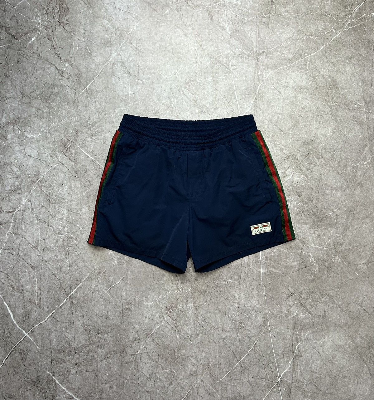 image of Gucci Navy Swim Shorts, Men's (Size 34)