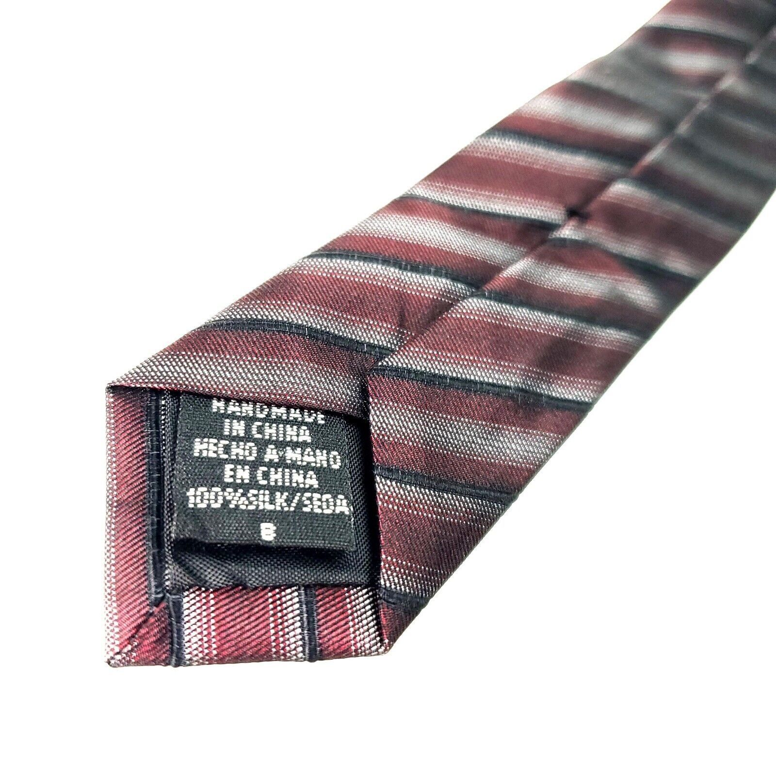 Van Heusen Van Heusen Silk Tie Print Red Striped Stain Resistant Size ONE SIZE - 6 Thumbnail