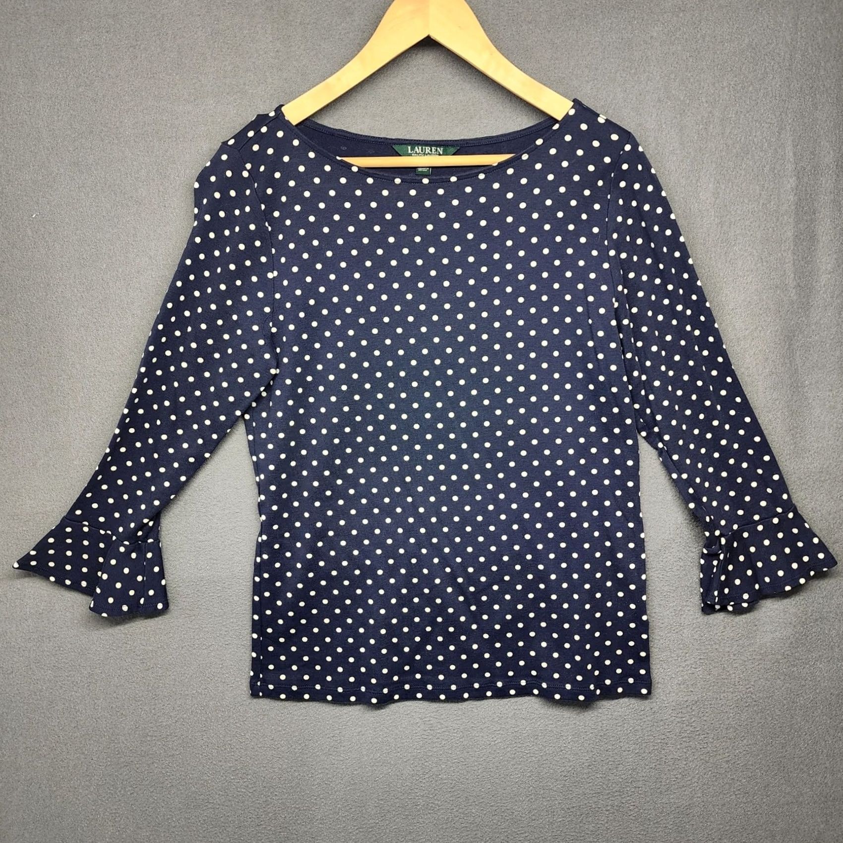 Ralph Lauren Ralph Lauren LRL Top Womens XL Blue Polka Dot Ruffle Sleeve Pullover Size XL / US 12-14 / IT 48-50 - 2 Thumbnail