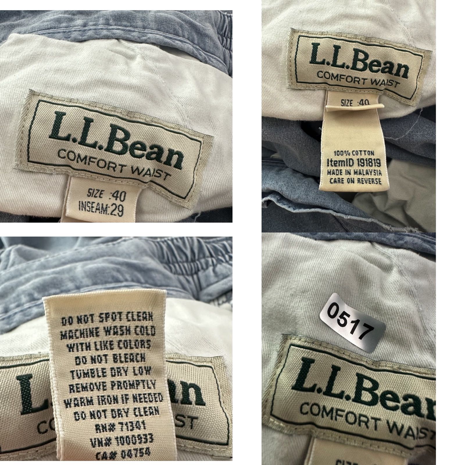 Vintage VINTAGE LL Bean Pants Cargo 39x28 Navy Blue Cotton Flat Front Elastic Waist Mens 80s 90s Grunge Preppy Retro Nautical Size US 39 - 9 Thumbnail