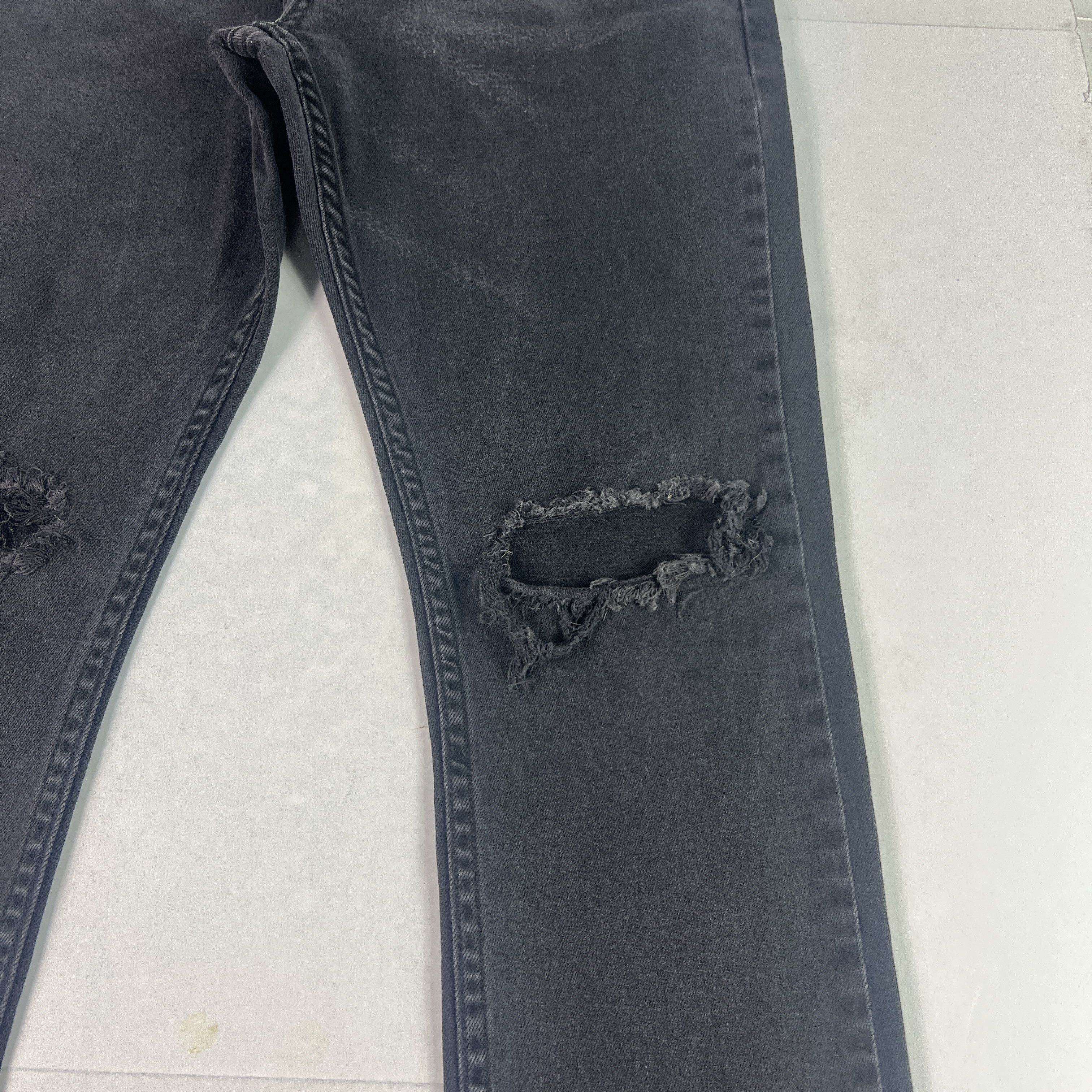 Rolla's Rolla's Jean Thin Captain Slim Black Faded Distressed Denim Size US 31 - 3 Thumbnail