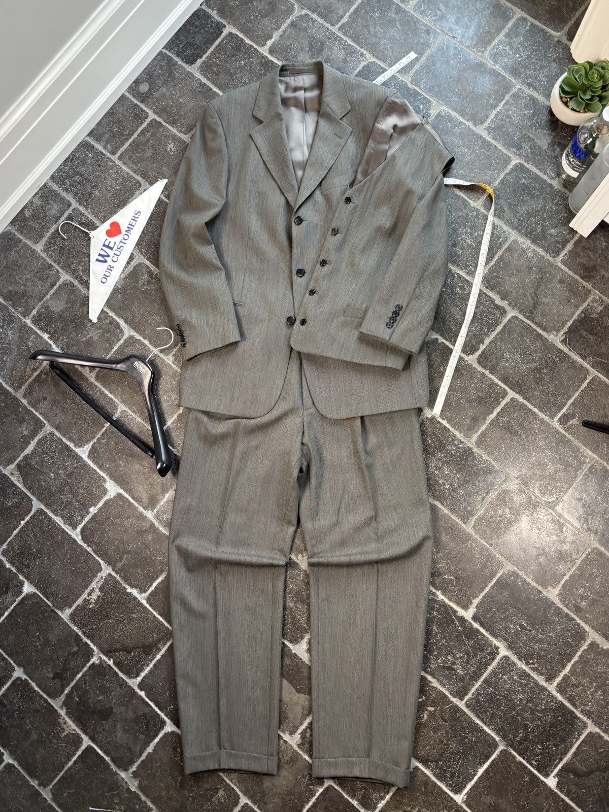 Hugo Boss Vintage Hugo Boss Suit Wool 3pc Three Piece Jacket Trouser Size 42L - 1 Thumbnail