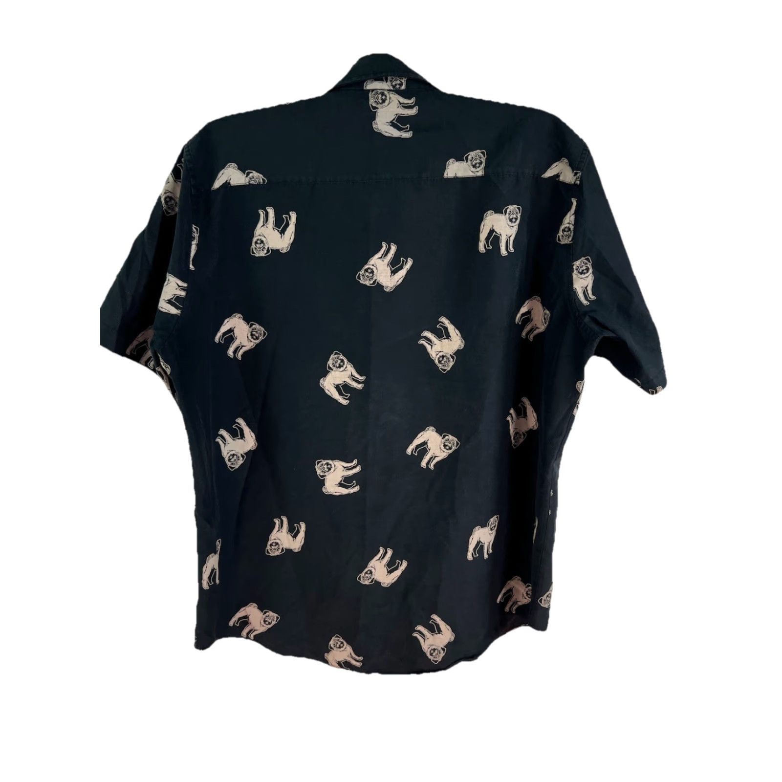 Vintage VINTAGE Weekend Warrior PUG Graphic Print Button-Up Shirt Men's Large Black AOP Short Sleeve Dog Theme Size US L / EU 52-54 / 3 - 5 Thumbnail