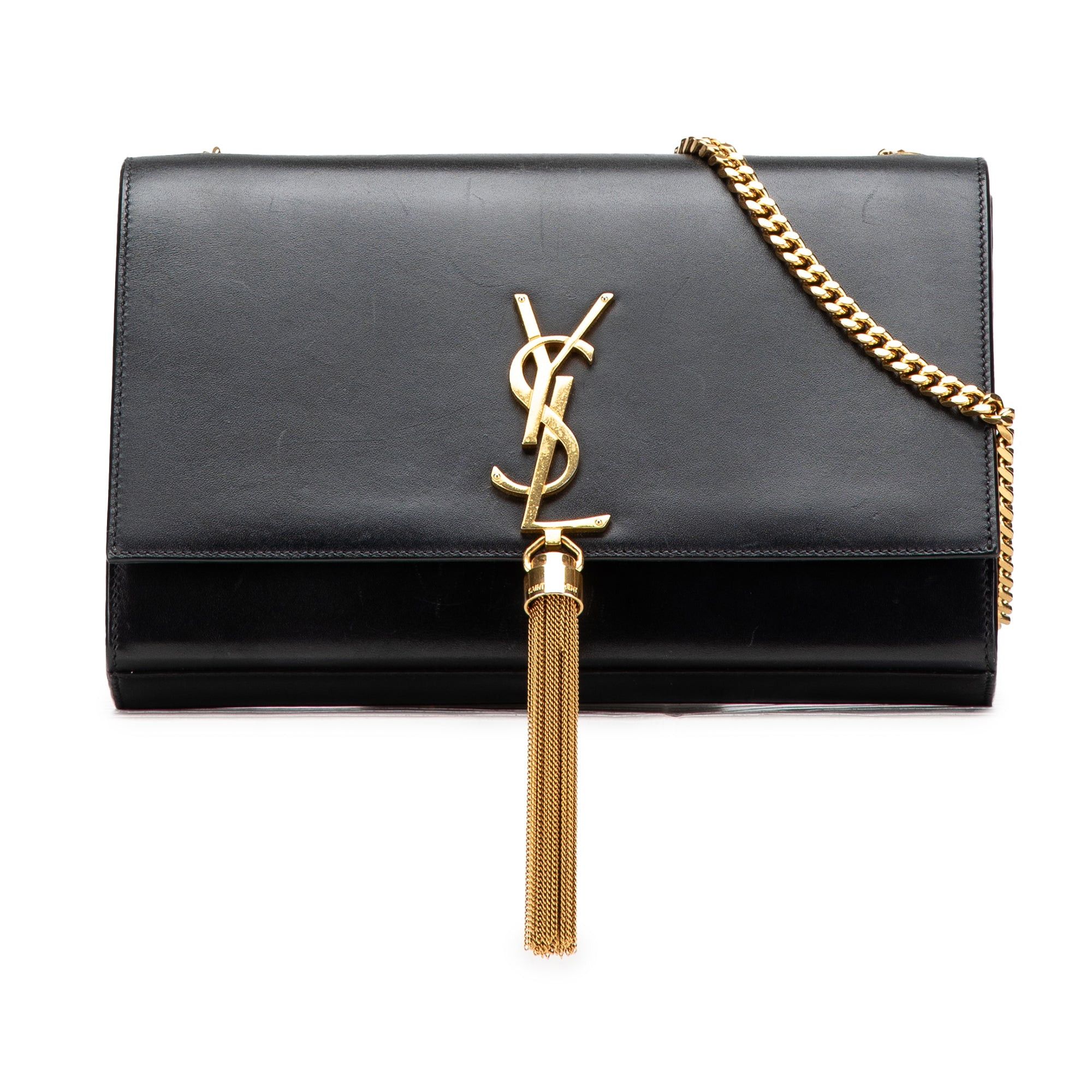 Saint Laurent Paris Saint Laurent Medium Smooth Calfskin Classic Monogram Kate Tassel Crossbody Black Size ONE SIZE - 1 Thumbnail