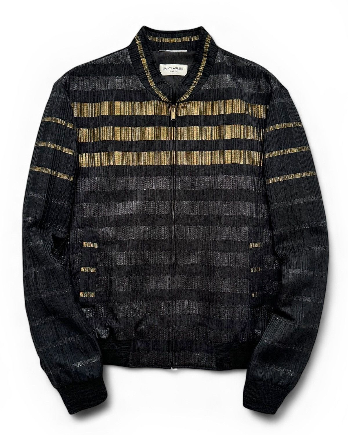 Saint Laurent Paris 2019 Gold Metallic Strips Gabardine Jacket Size US M / EU 48-50 / 2 - 1 Thumbnail