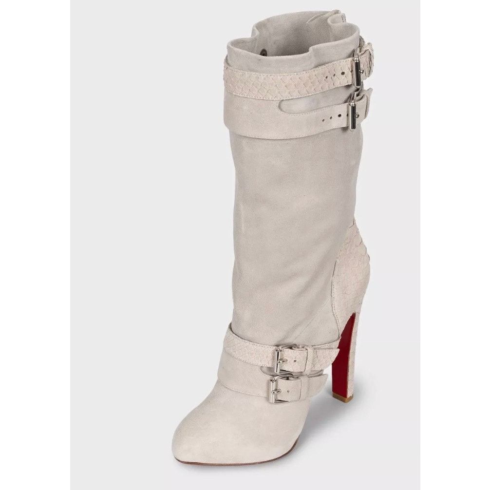 Christian Louboutin NWOB Christian Louboutin Gray Suede Python Boots Sz 40 Size US 9 / IT 39 - 3 Thumbnail