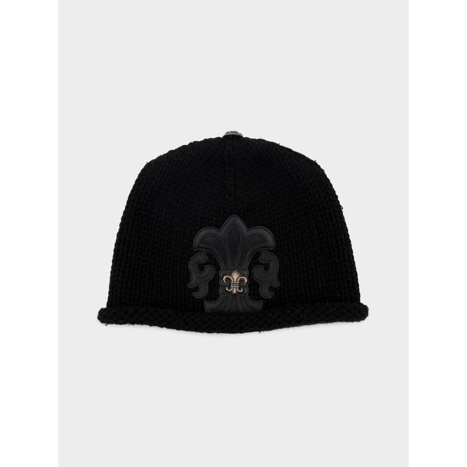 image of Chrome Hearts Fleur Patched Beanie in Black, Women's