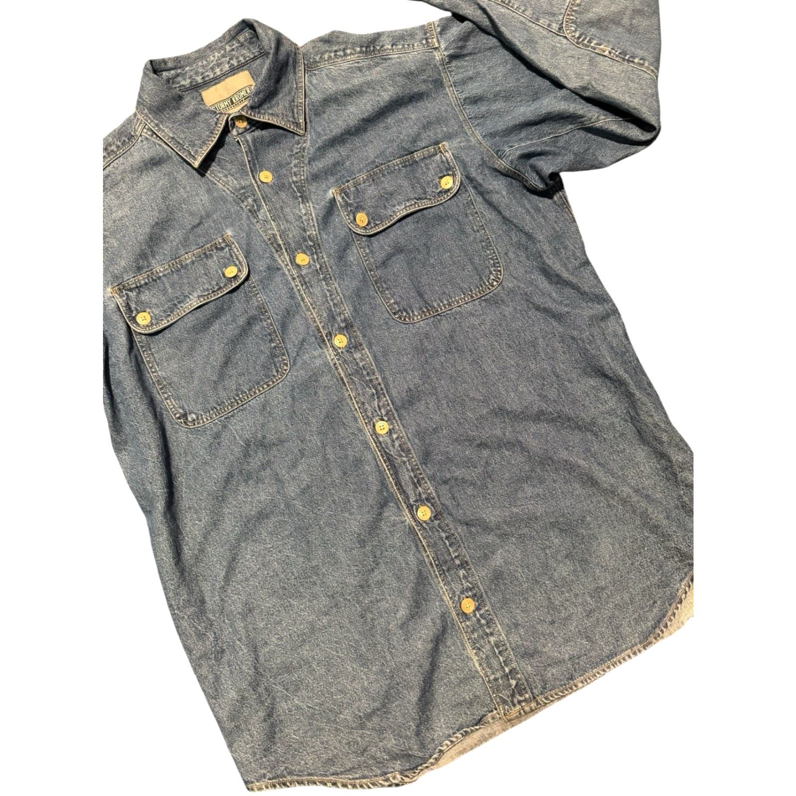 Vintage Stormy Kromer Denim Shirt Jacket Mens L Cotton Button Up Field Shacket HTF Denim Shirt Jacket L Blue Pockets Vintage? No (but vintage is No). Size US L / EU 52-54 / 3 - 6 Thumbnail