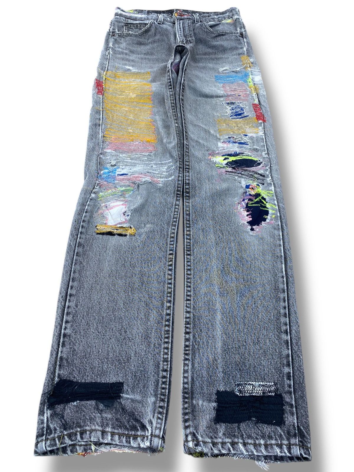 Levi's Levi’s Multicoloured Patched Repair Straight Leg Jeans Size US 28 / EU 44 - 1 Thumbnail