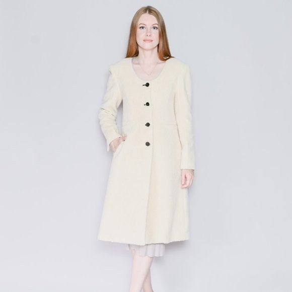 Other GIA STUDIOS Ivory Cream Collarless Sherpa Coat Small Size S / US 4 / IT 40 - 6 Thumbnail