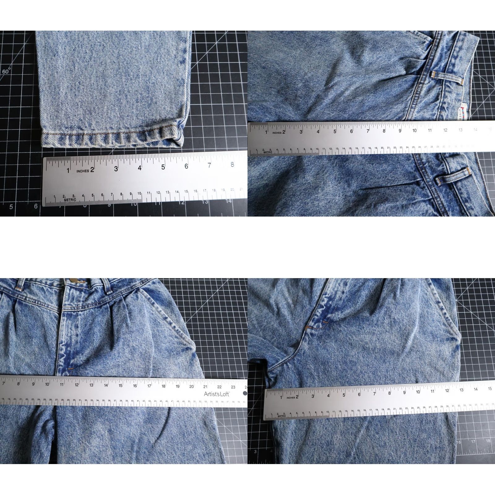 Vintage VINTAGE Mixed Blues Jeans 90s Pleated High-Waisted Mom 28 x 29 Blue Acid Wash 100% Cotton Womens Size 28" / US 6 / IT 42 - 8 Thumbnail