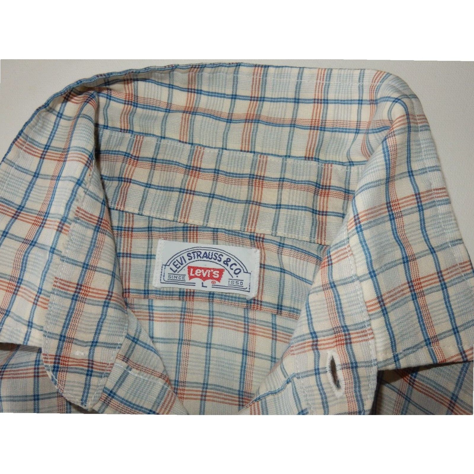 Levi's VINTAGE Levi's Mens Button-Up Shirt Blue Check Long Sleeve Large Size US M / EU 48-50 / 2 - 4 Thumbnail