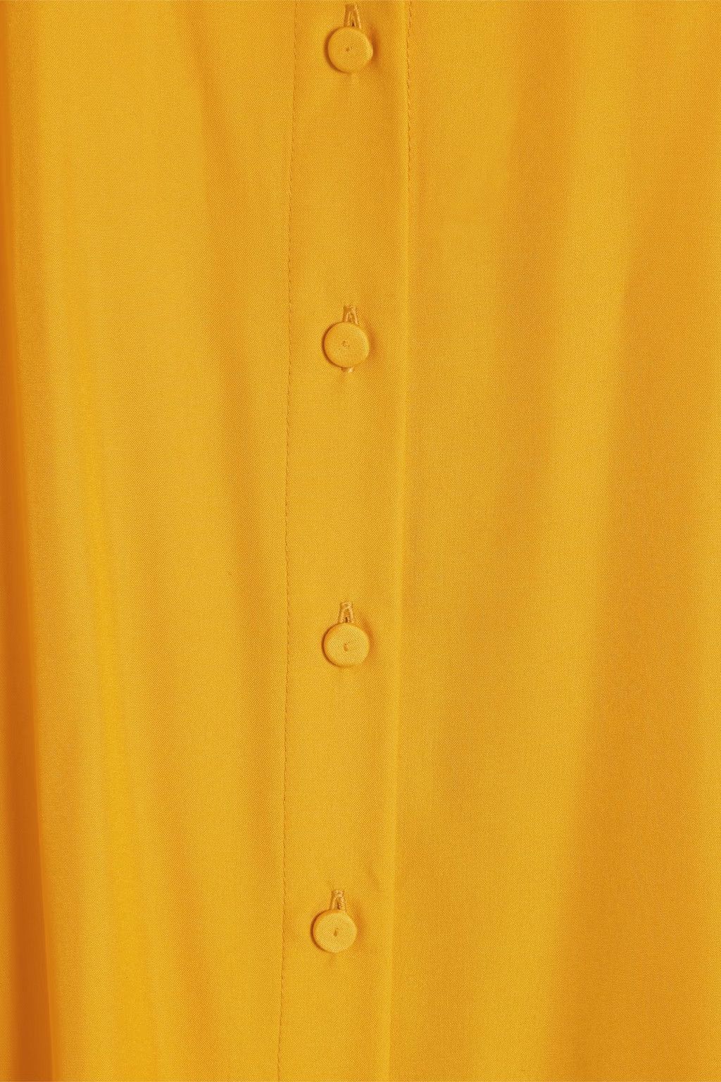 Chloe oc11z0525 Belted Cutout Silk Midi Shirt Dress in Saffron Size XL / US 12-14 / IT 48-50 - 4 Thumbnail