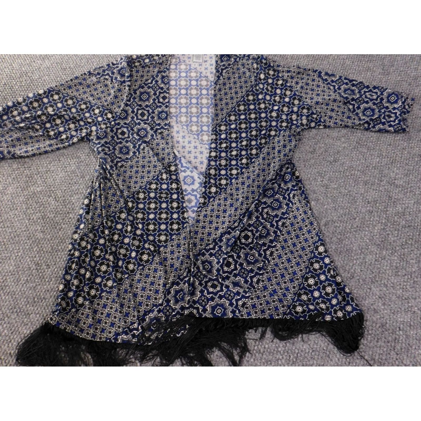 Vintage Catherines Top Blouse Blue 0X Women Polyester Spandex Round Neck Long Sleeve Pullover Casual Size XL / US 12-14 / IT 48-50 - 3 Thumbnail