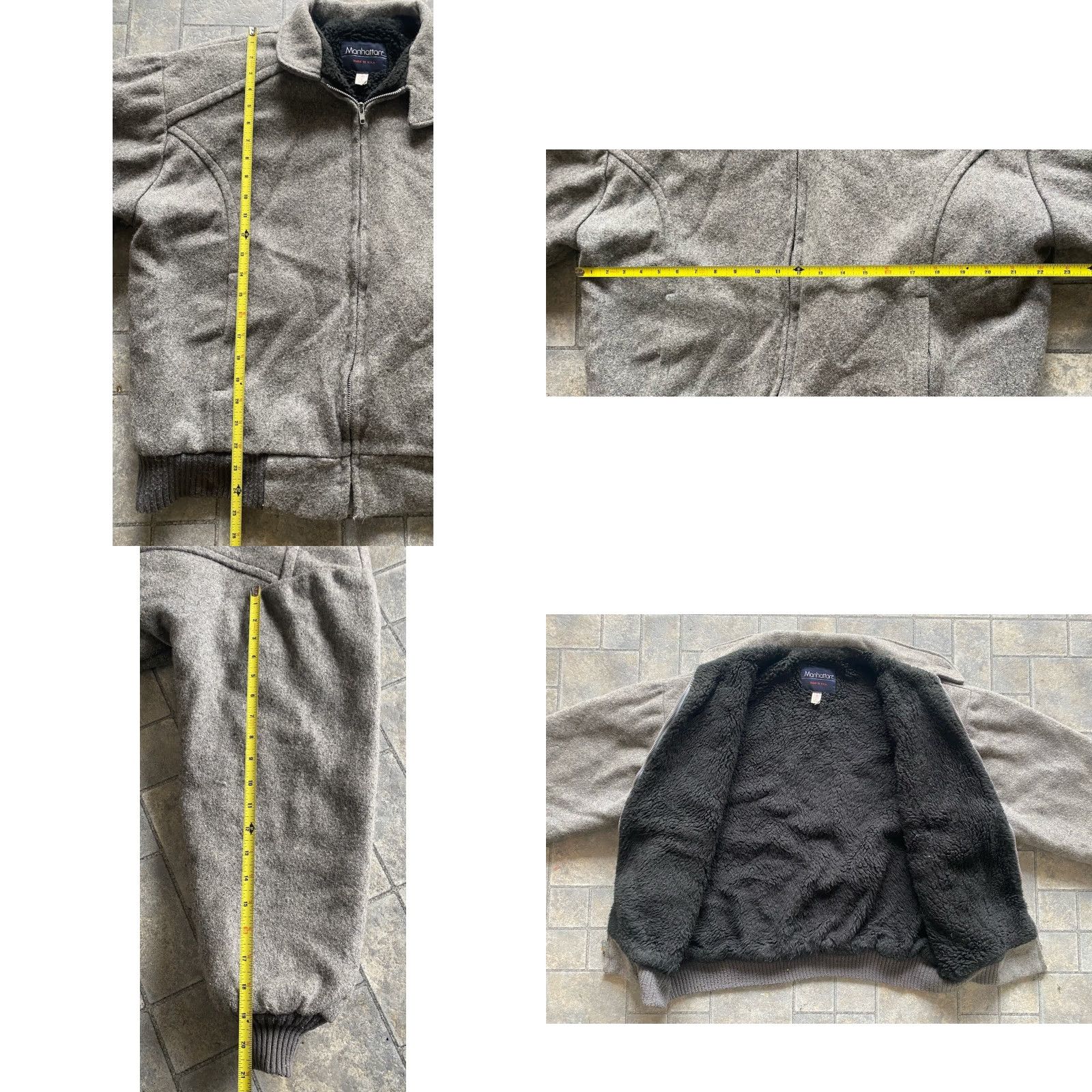 Vintage VINTAGE Manhattan MENS LG Gray Wool Bomber Jacket Coat USA Made Coat Size US L / EU 52-54 / 3 - 8 Thumbnail