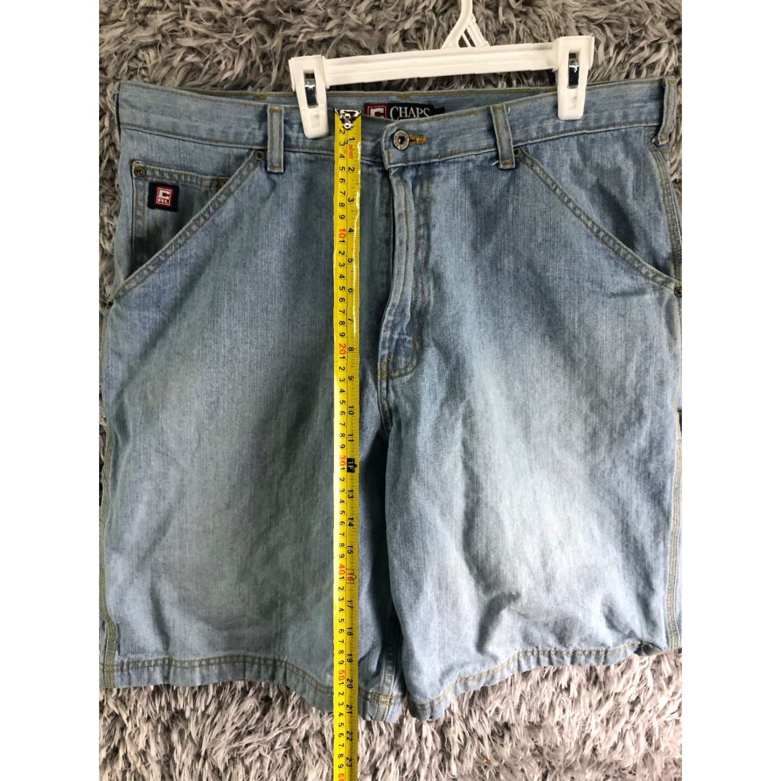 Chaps Chaps Mens 36 Mid Rise Bermuda Denim Shorts Jeans Carpenter Blue Wash 5-Pocket Regular Fit Casual Mens Size US 36 / EU 52 - 3 Thumbnail
