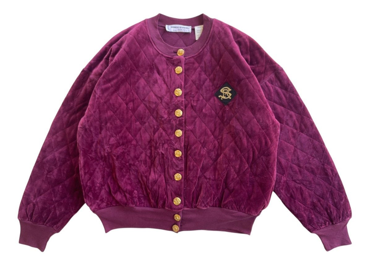 Sonia Rykiel Luxury Velvet Burgundy Bomber Jacket Size M / US 6-8 / IT 42-44 - 2 Thumbnail