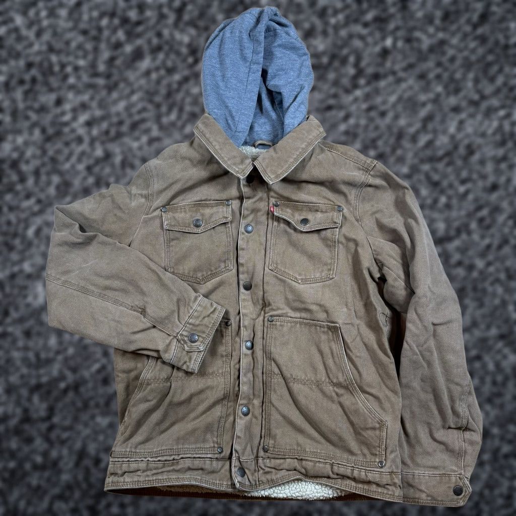 Levi's VINTAGE Levi’s Hooded Trucker Jacket Brown Canvas S Mens Small Size US S / EU 44-46 / 1 - 1 Thumbnail