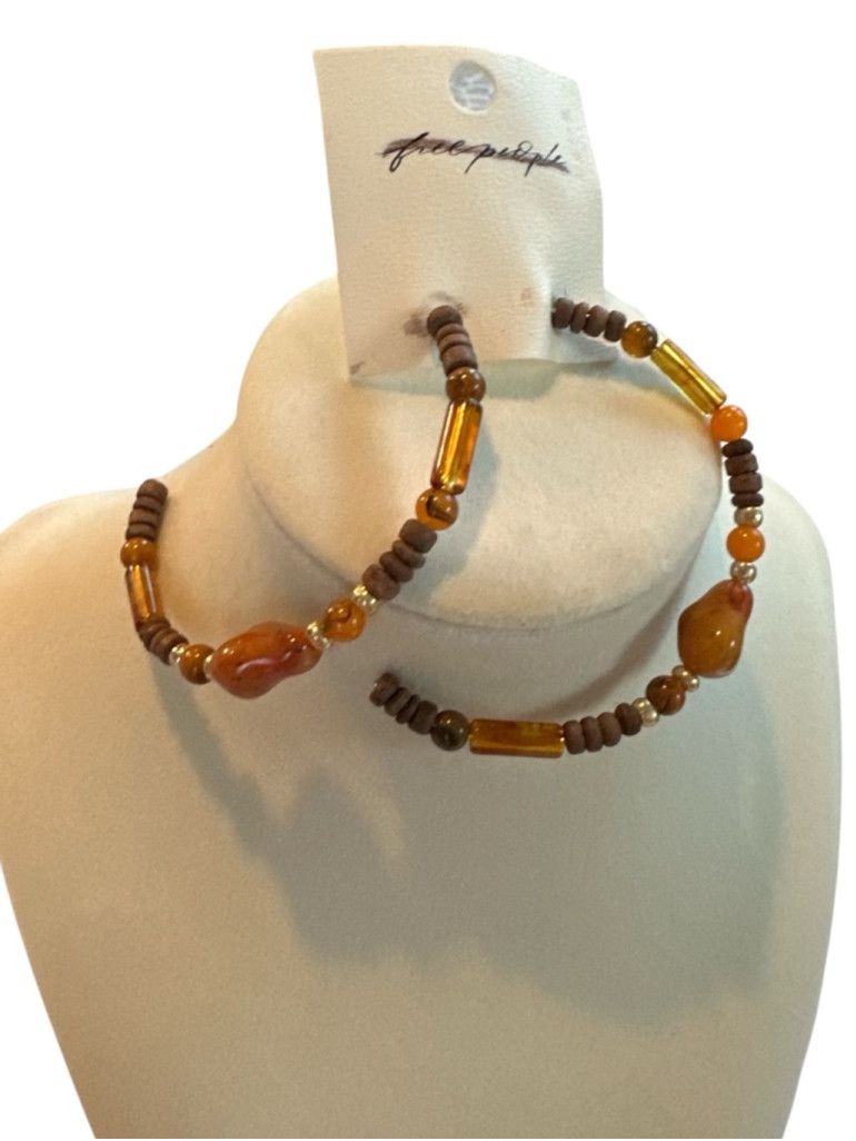 Free People NWT Free People Flynn Wood Boho open hoop earrings Size ONE SIZE - 1 Thumbnail