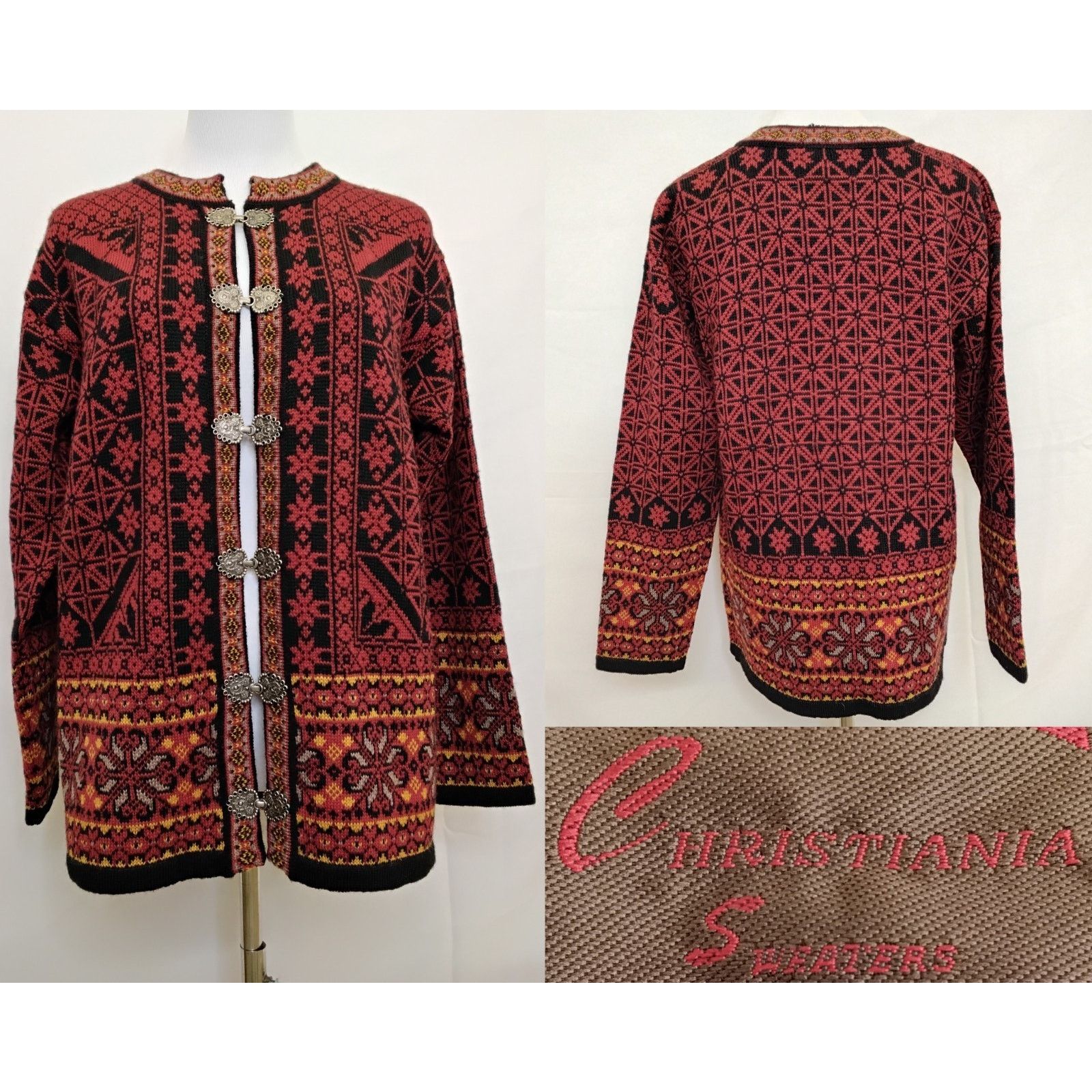 Other Christiania Sweaters Cardigan Women M Red Fair Isle NWT VTG Size M / US 6-8 / IT 42-44 - 1 Thumbnail