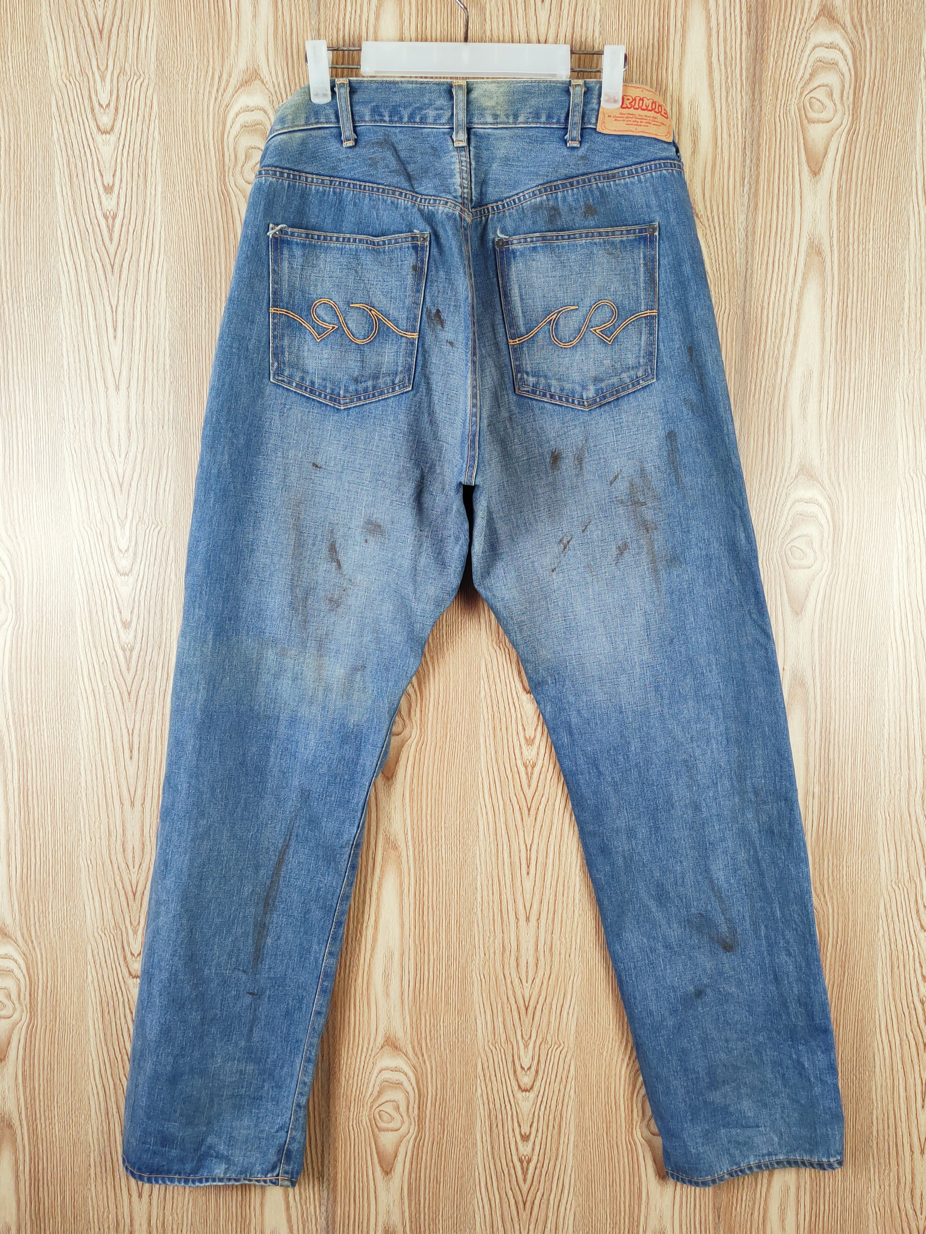 Japanese Brand Grimie Blue Distressed Ripped selvedge denim vintage #W648 Size US 36 / EU 52 - 7 Thumbnail