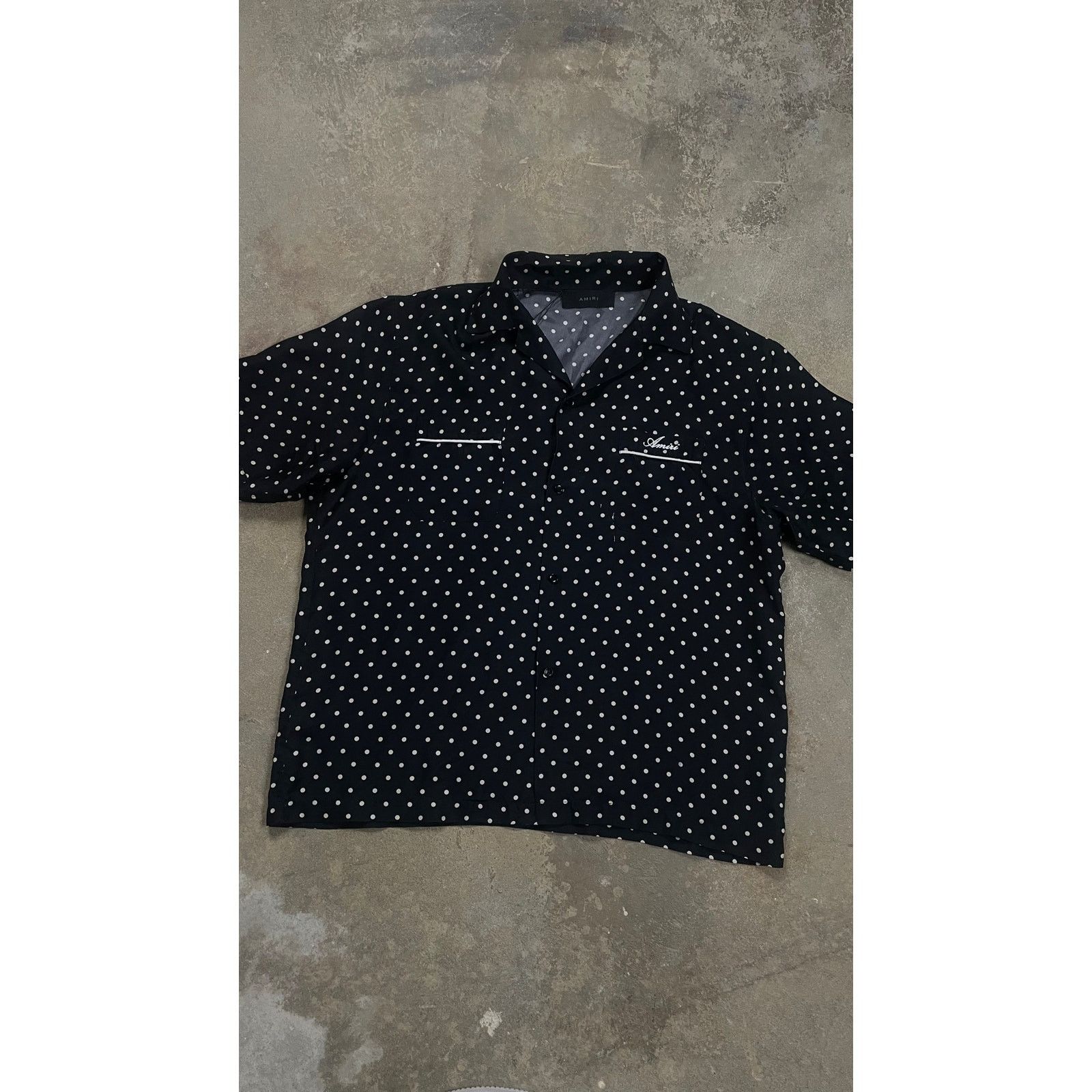 Amiri Amiri Polka Dot Silk Button Up Black Cream Used Large Size US L / EU 52-54 / 3 - 1 Thumbnail