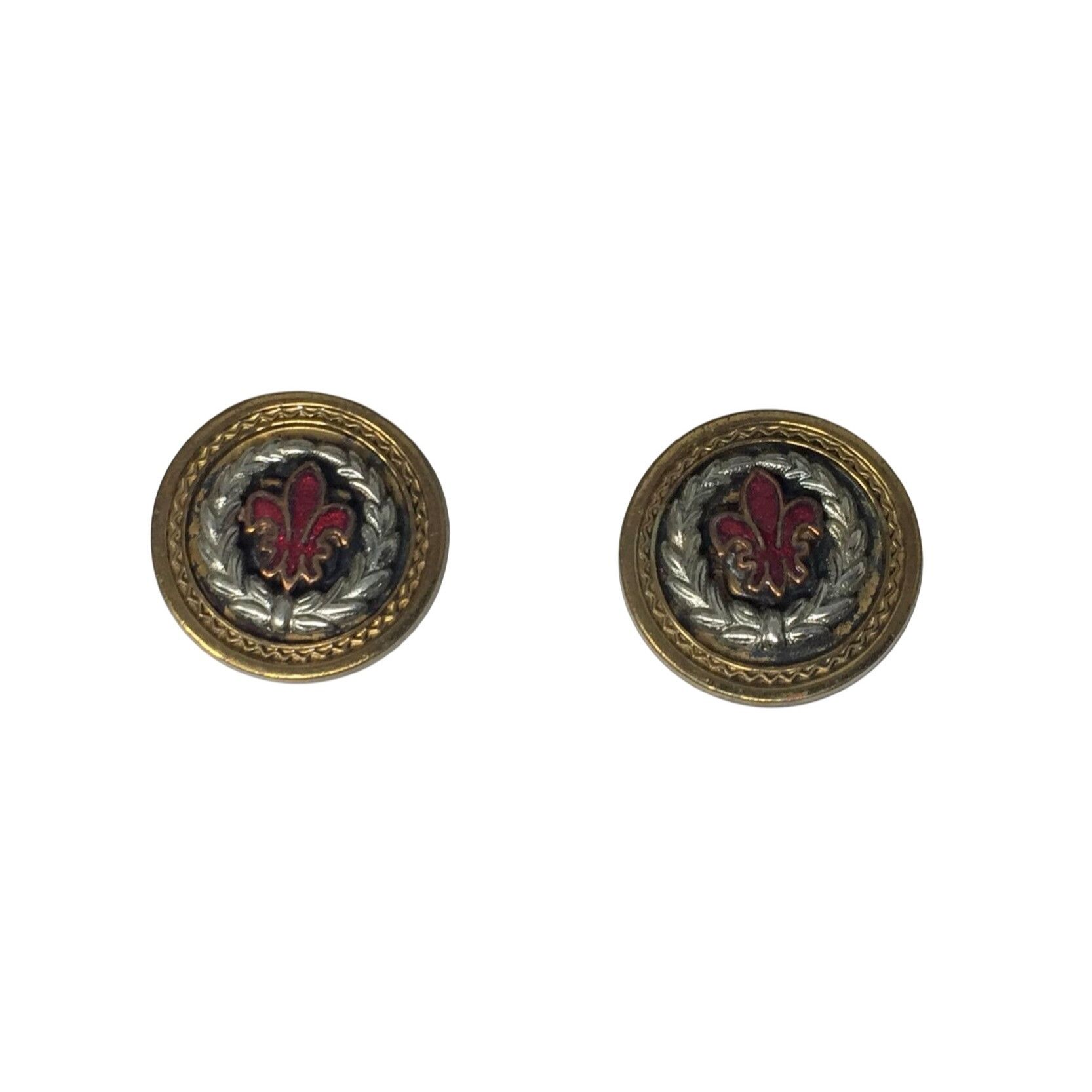 Other Vintage Gold tone & Red Fleur de Lis Clip on Earrings Size ONE SIZE - 1 Thumbnail