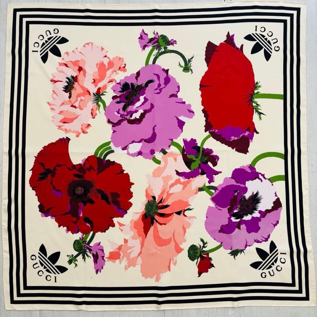 Adidas × Gucci Gucci x Adidas Maxi Flower Print Silk Scarf Size ONE SIZE - 2 Thumbnail