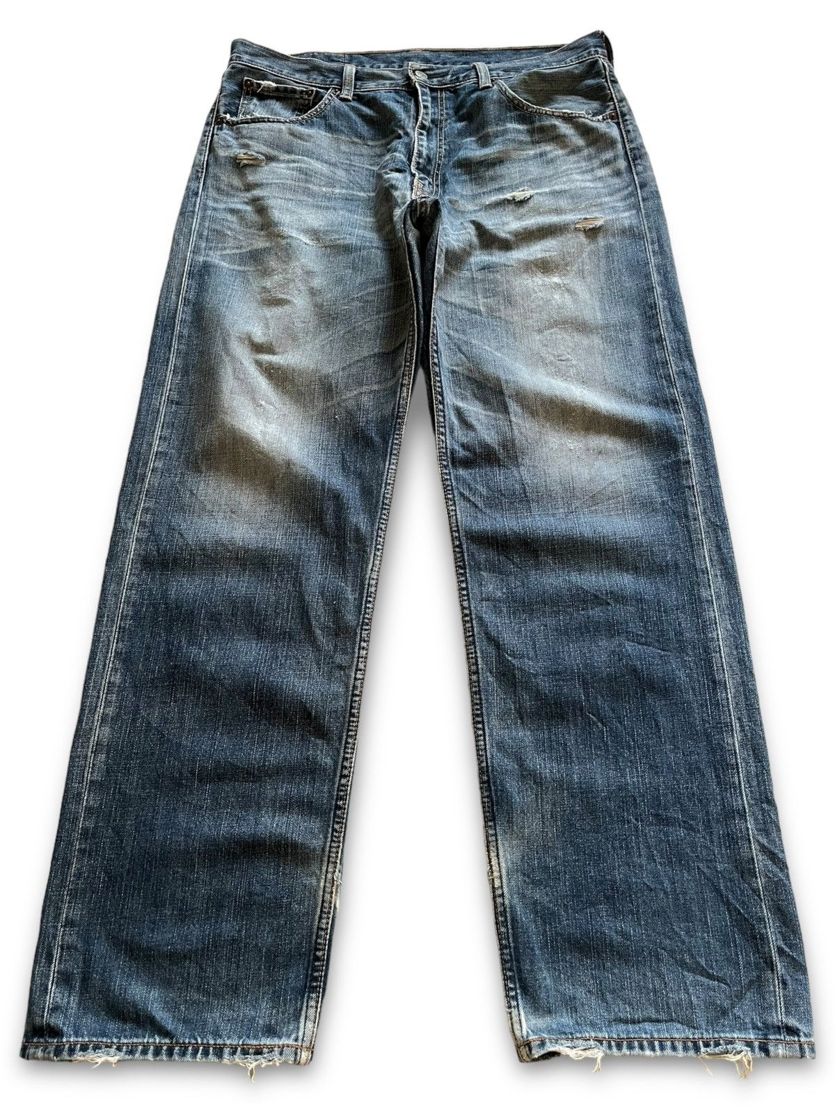 Levi's Vintage 90s Levis 703 Blue Wash Distressed Baggy Jeans 37x32 Size US 37 - 1 Thumbnail