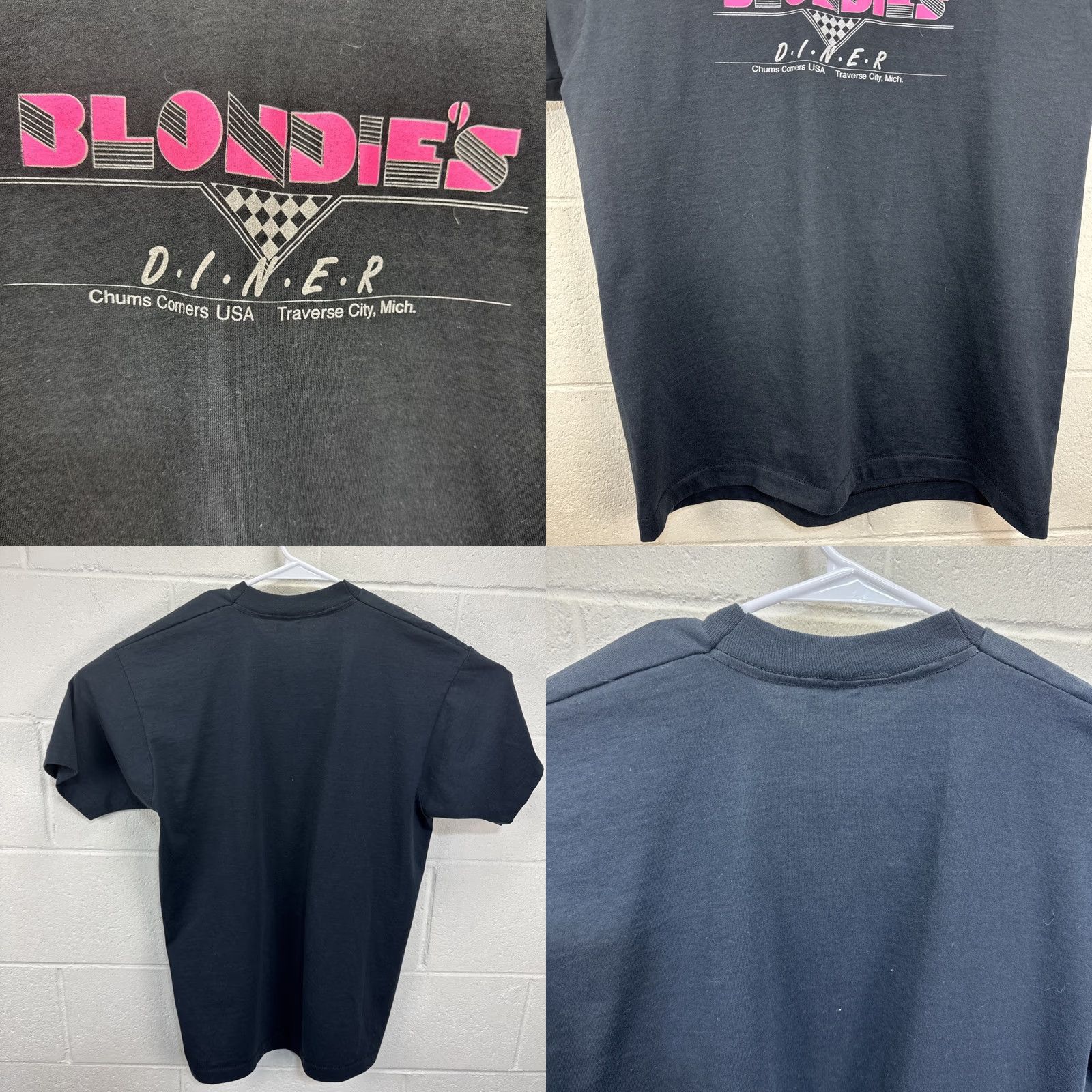Chums VINTAGE Blondie's Diner T Shirt Graphic Tee XL Black 80s Retro 90s City Unisex Adults Mens Womens Screen Stars Best Size US XL / EU 56 / 4 - 8 Thumbnail