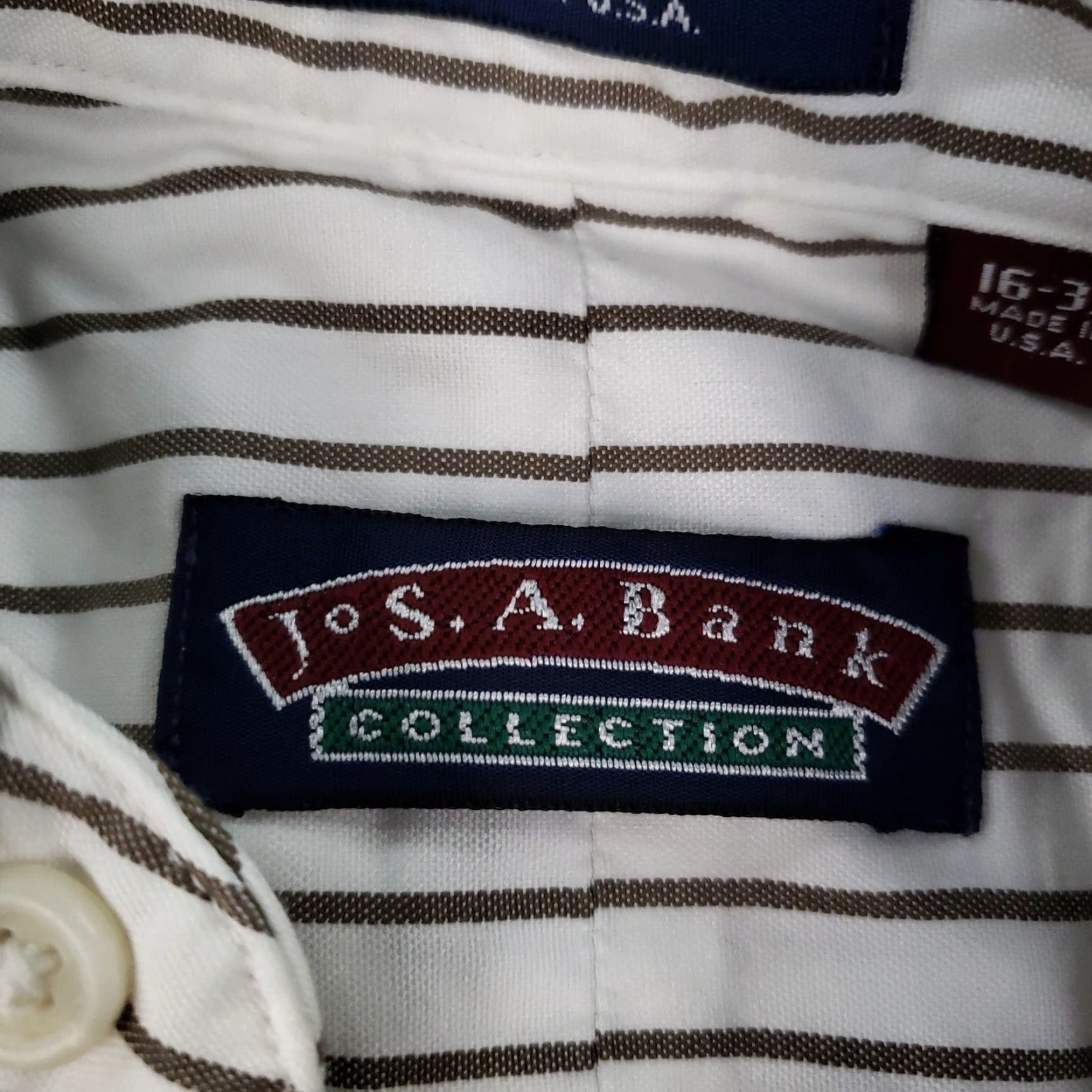 Jos. A. Bank VINTAGE Jos A. Bank Dress Shirt Mens Large 16-33 White Brown Striped Long Sleeve Business Office Size US L / EU 52-54 / 3 - 5 Thumbnail