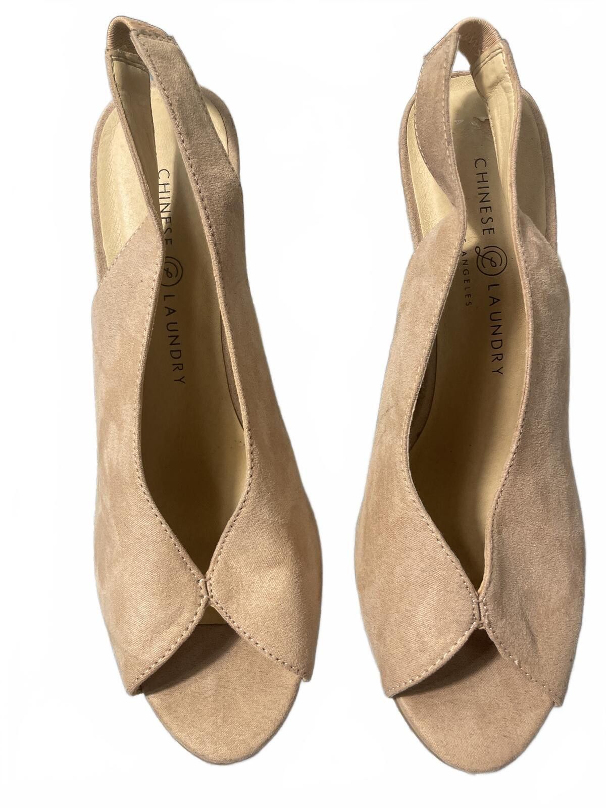 Other Chinese Laundry Women's Suede Peep Heels 8.5 Wedding Beige Size US 8.5 / IT 38.5 - 6 Thumbnail