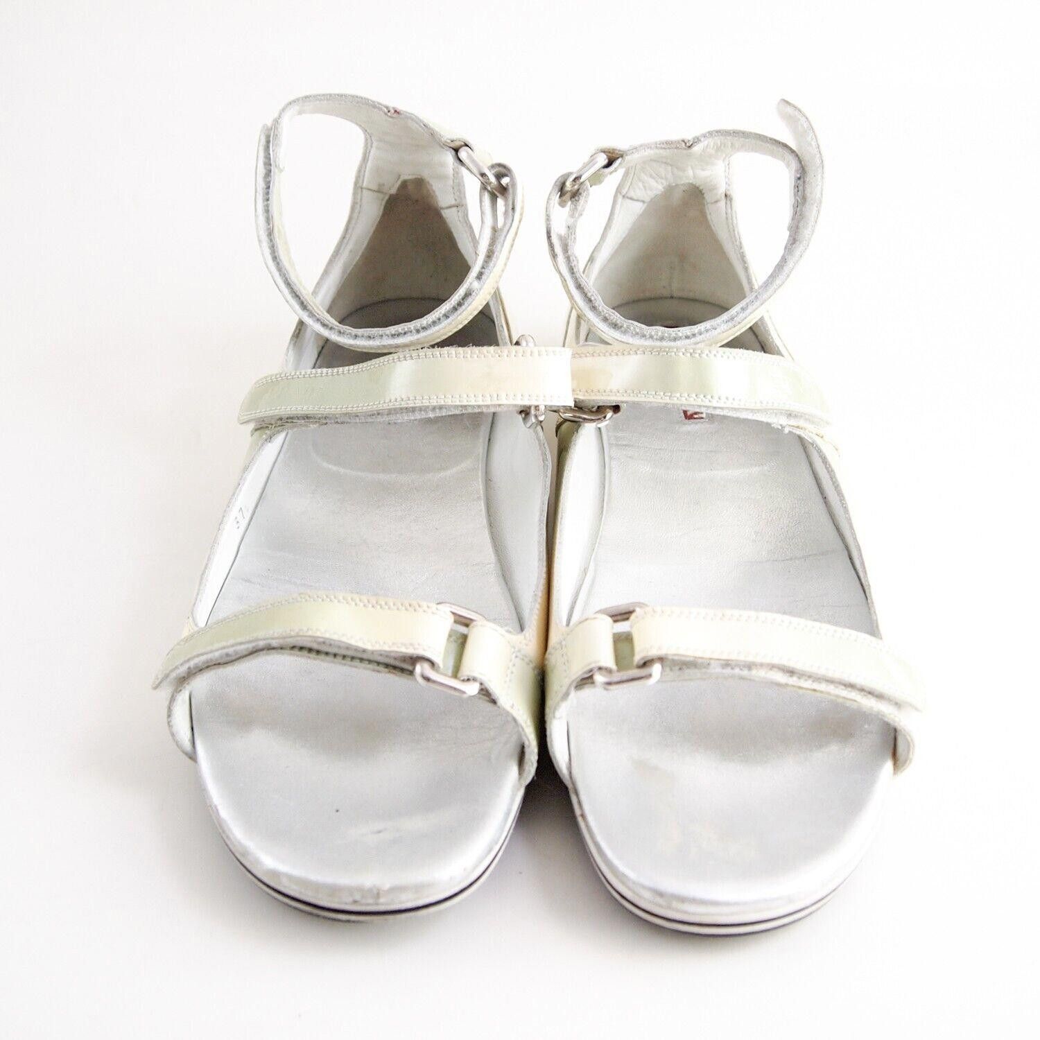Prada Prada Strappy Sandals Ivory Green Pat Leather US 7.5 EU 37.5 Size US 7.5 / IT 37.5 - 4 Thumbnail